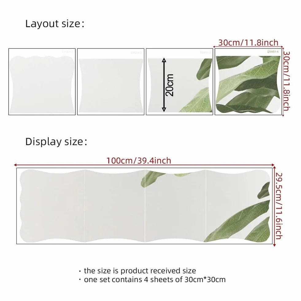 Lot de 4 miroirs décoratifs en acrylique pour esthétique murale personnalisable