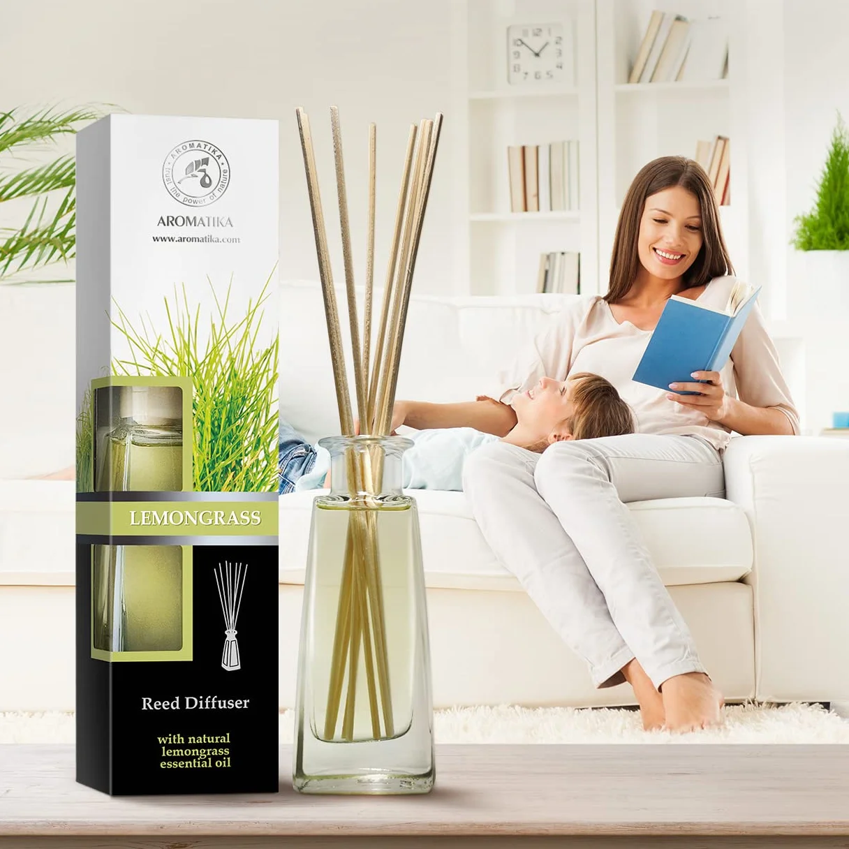 Diffuseur de Parfum Citronnelle 100ml - Huile Essentielle Naturelle - Reed Diffuser Lemongrass