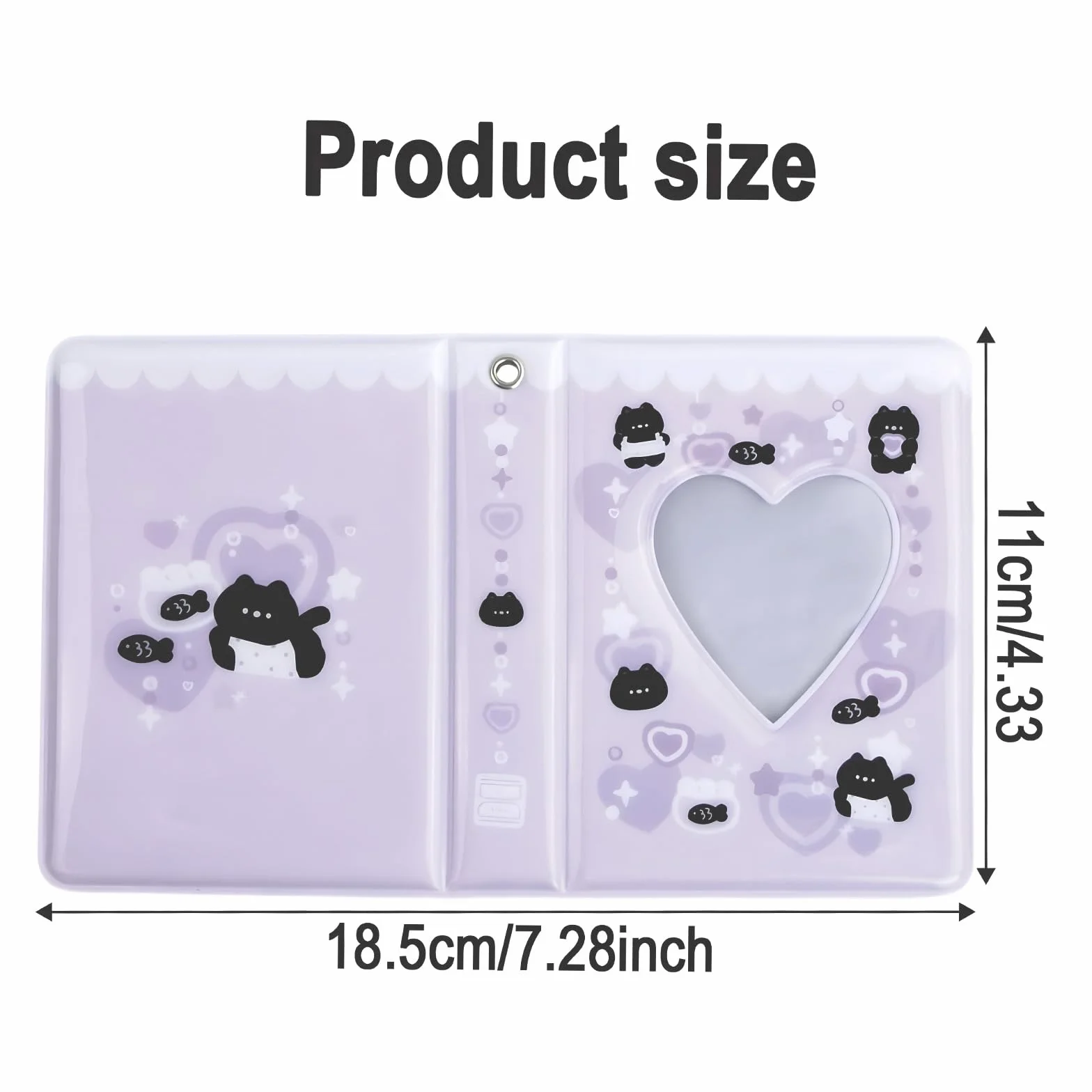 Pouces Photocard Holder Mignon Chat Livre avec Pendentif Classeur Photocard Kpop Mini Album Photos Binder pour Stocker Photos D'idoles Cartes Violet