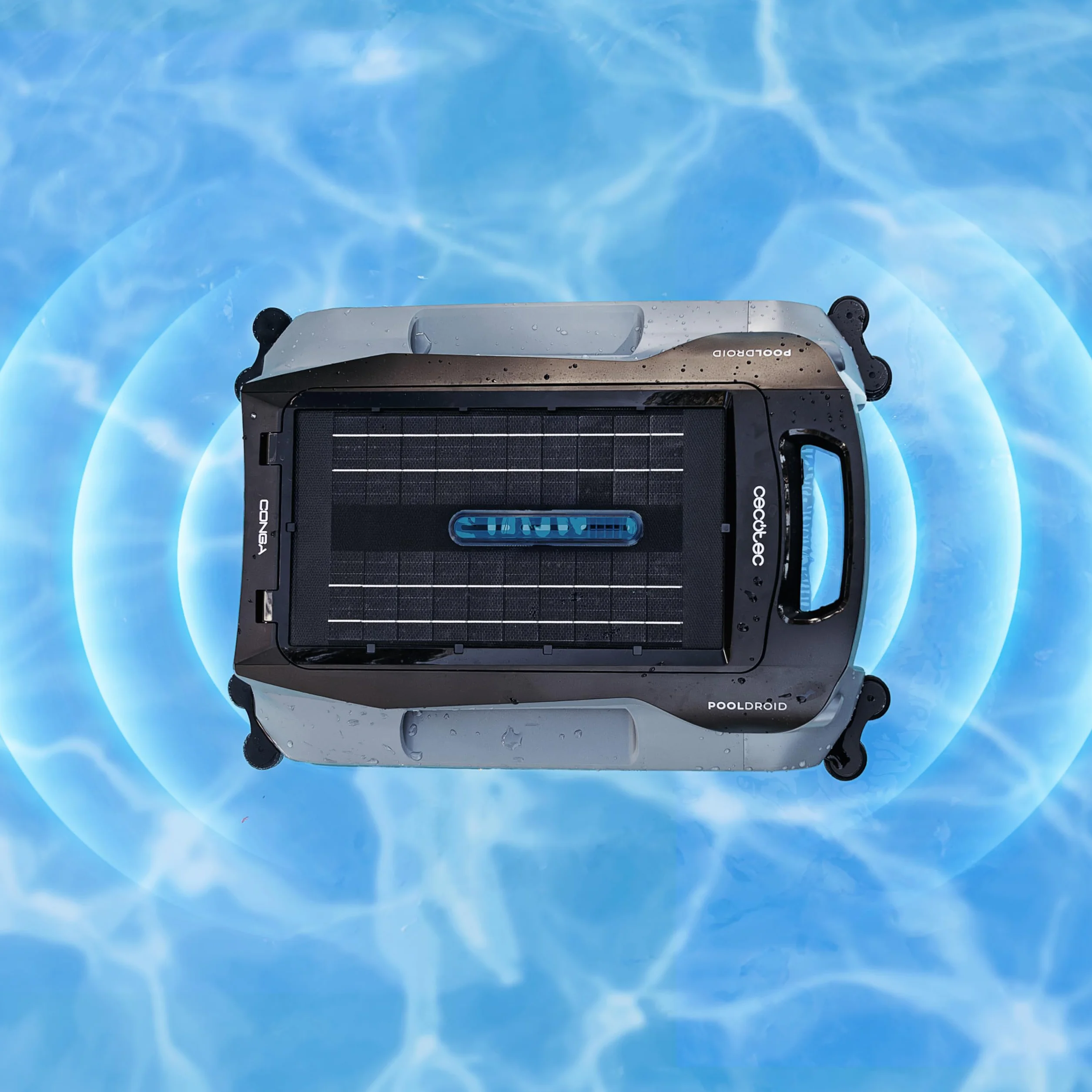 Cecotec Robot Nettoyeur de Piscine Conga Pooldroid AquaSkater Recharge Solaire Autonomie 16h Panier 4,5L Filtre 187,5 μm