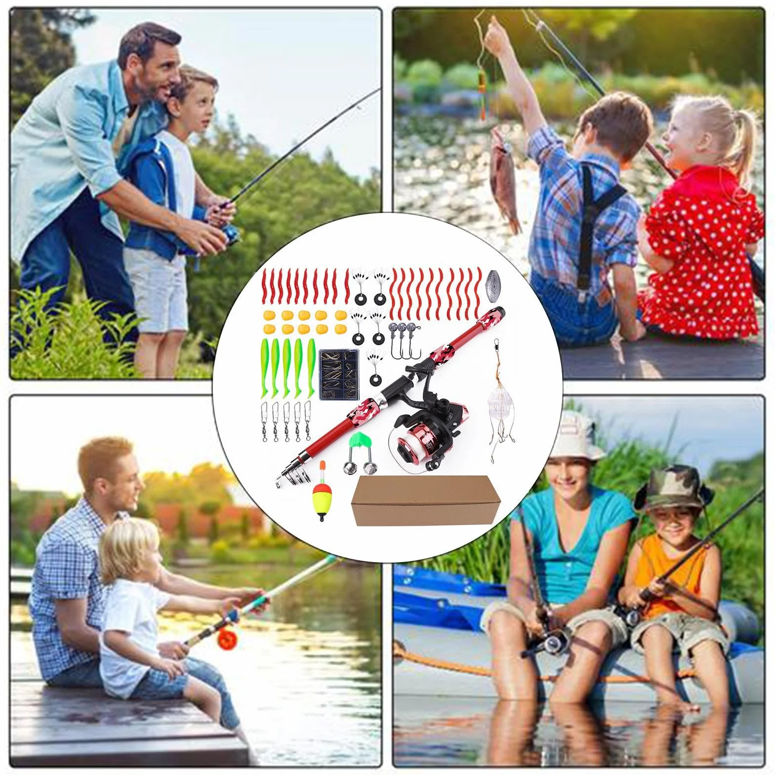Kit Canne À Pêche Moulinet Combo Télescopique Eau Douce Salée Lacs Rivières Plages