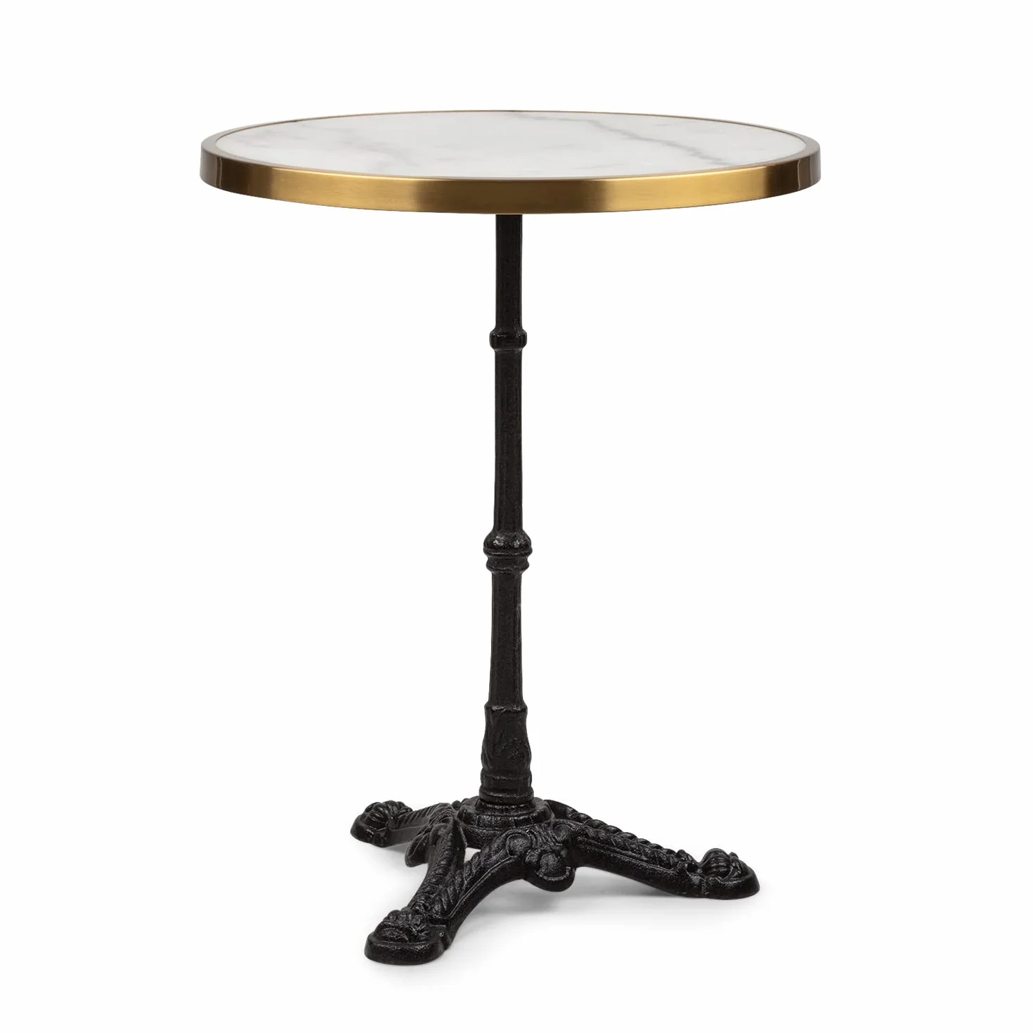 Blumfeldt Patras Lux Table Bistrot Jardin Art Nouveau Marbre Ø 57,5 cm Hauteur 72 cm Fonte Blanc