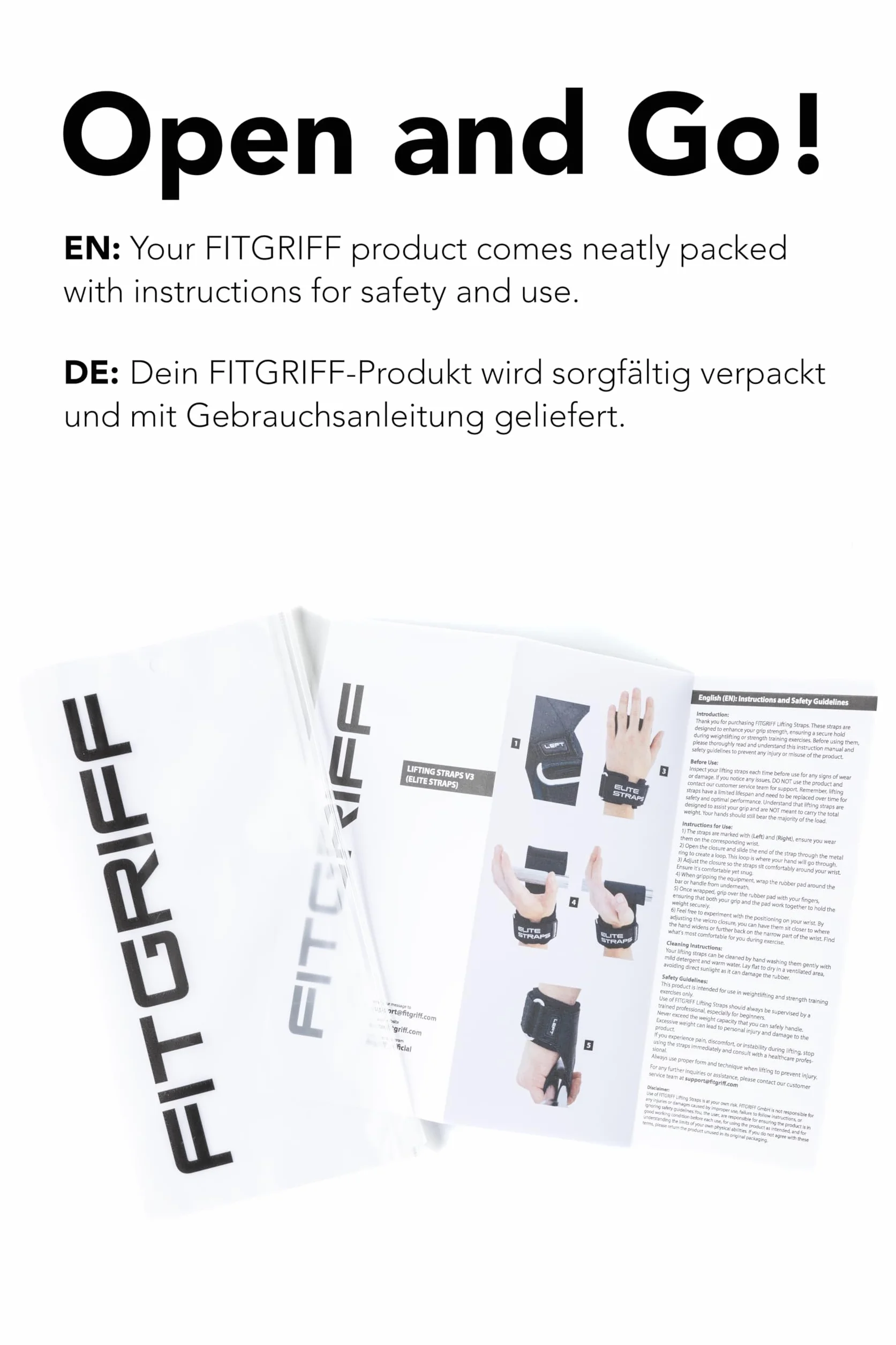 Fitgriff® Elite Straps 2.0 Sangle de Tirage Musculation Crochet Lifting Straps Fitness Levage Gym