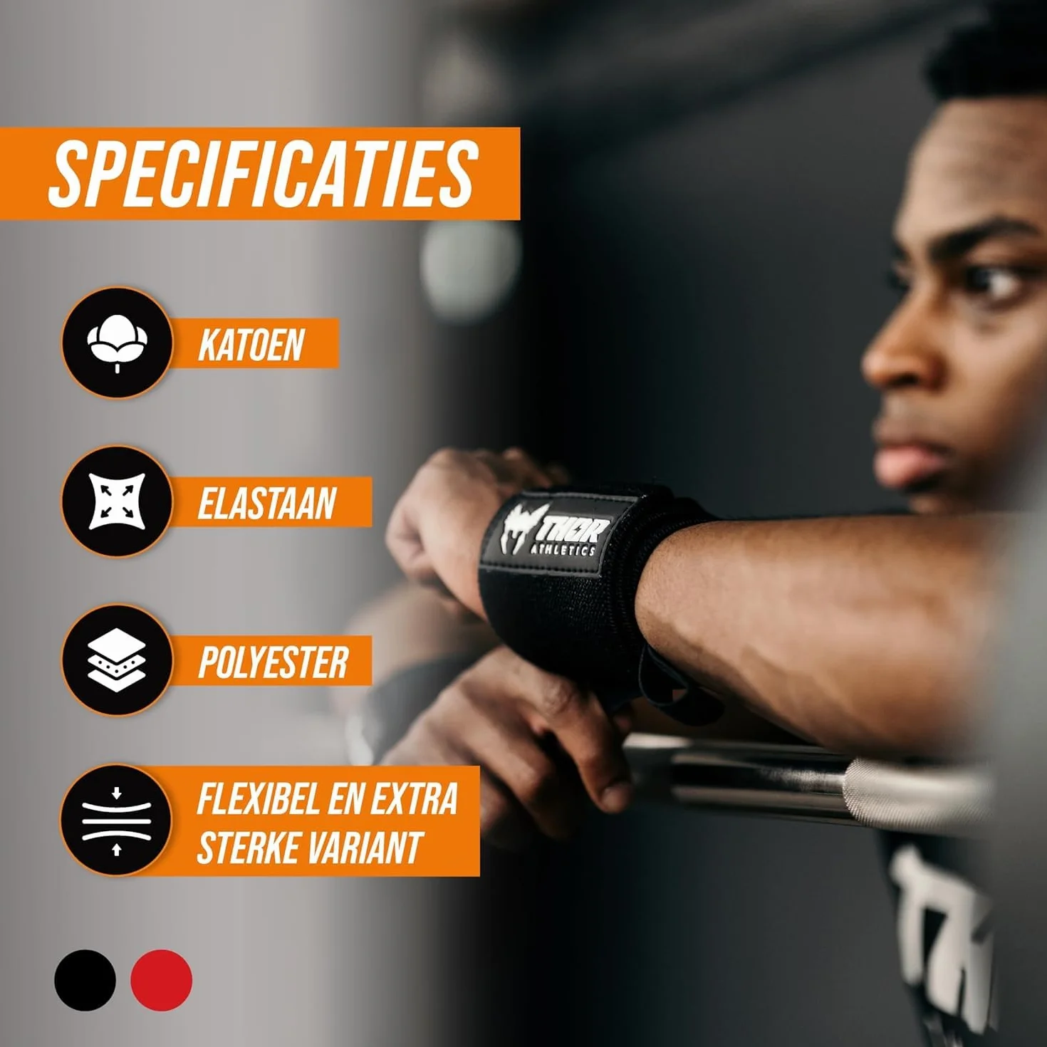 Thor Athletics Bande Poignet Musculation, Sangle de Poignet Forte, Bracelet de Musculation, Crossfit, Fitness, 60cm