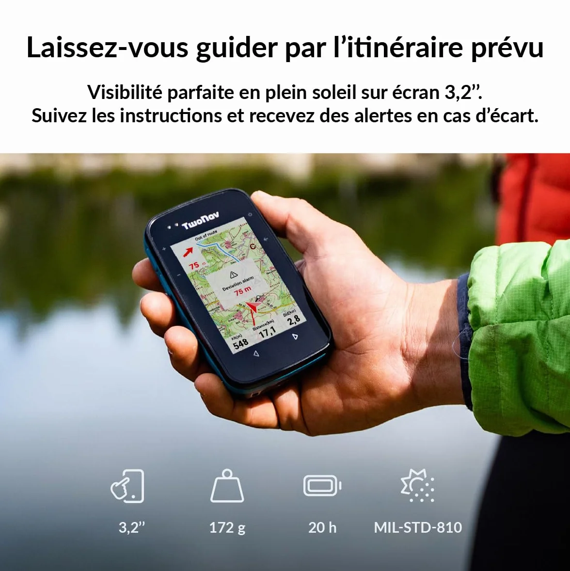 TwoNav Cross Plus (32 Go) + Carte 5 Dalles de France IGN Top25, GPS de Sports avec écran 3,2 Pouces pour VTT, vélo, Trekking ou randonnée