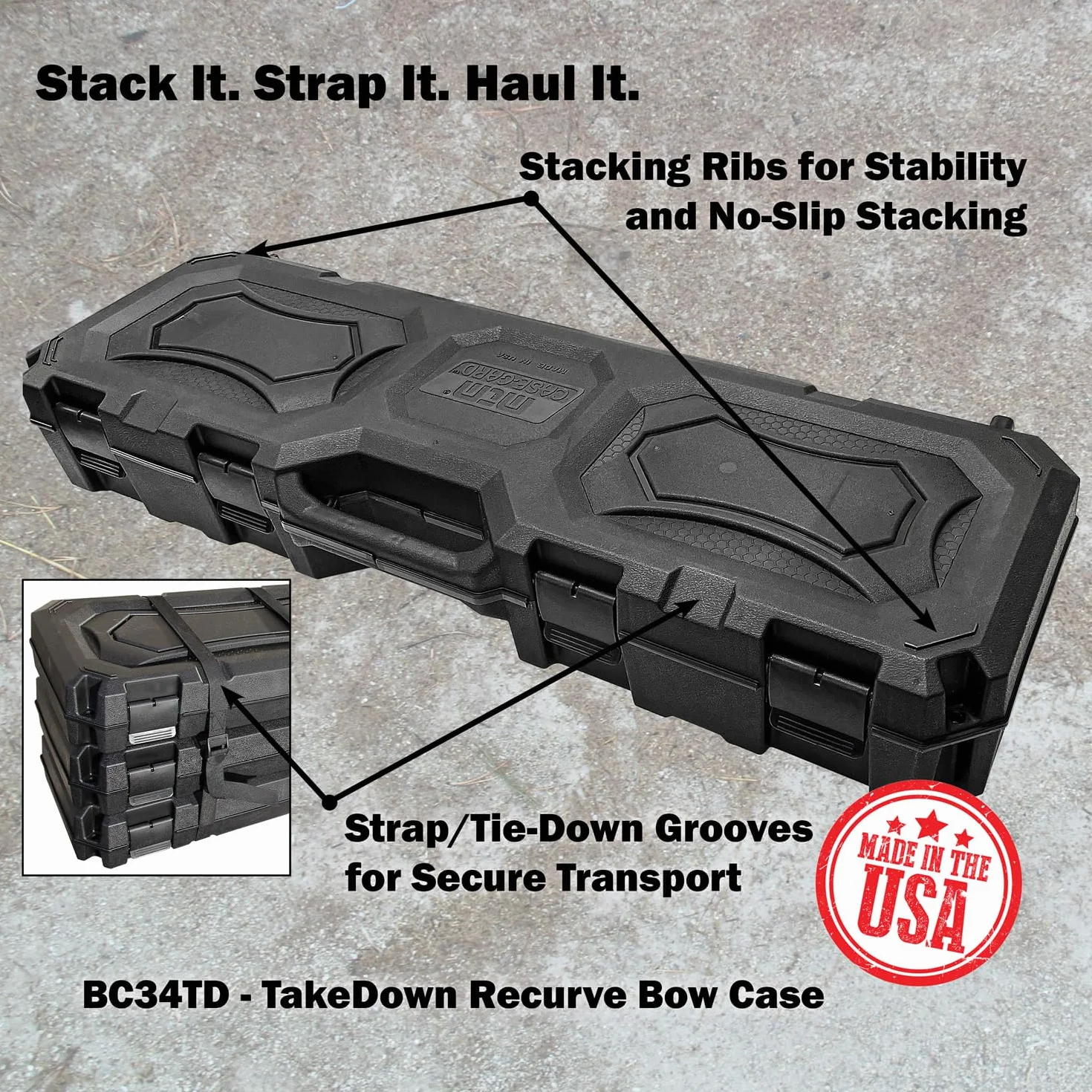 MTM BC34TD Étui Rigide pour Archet recourbé Takedown - Rangement verrouillable - Approuvé par Les compagnies aériennes - Peut contenir 16 flèches - pour Une Cible ou Un Arc de Chasse - Fabriqué aux