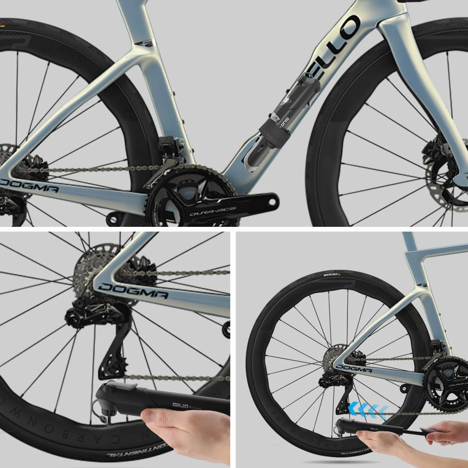 Pompe a Velo, Mini Pompe Ballon Haute Pression Main 100 PSI avec Support pour Vélo, Compatible avec Les Valves pour Vélo de Route, VTT, Ville et Électriques Portable Compacte Accessoire
