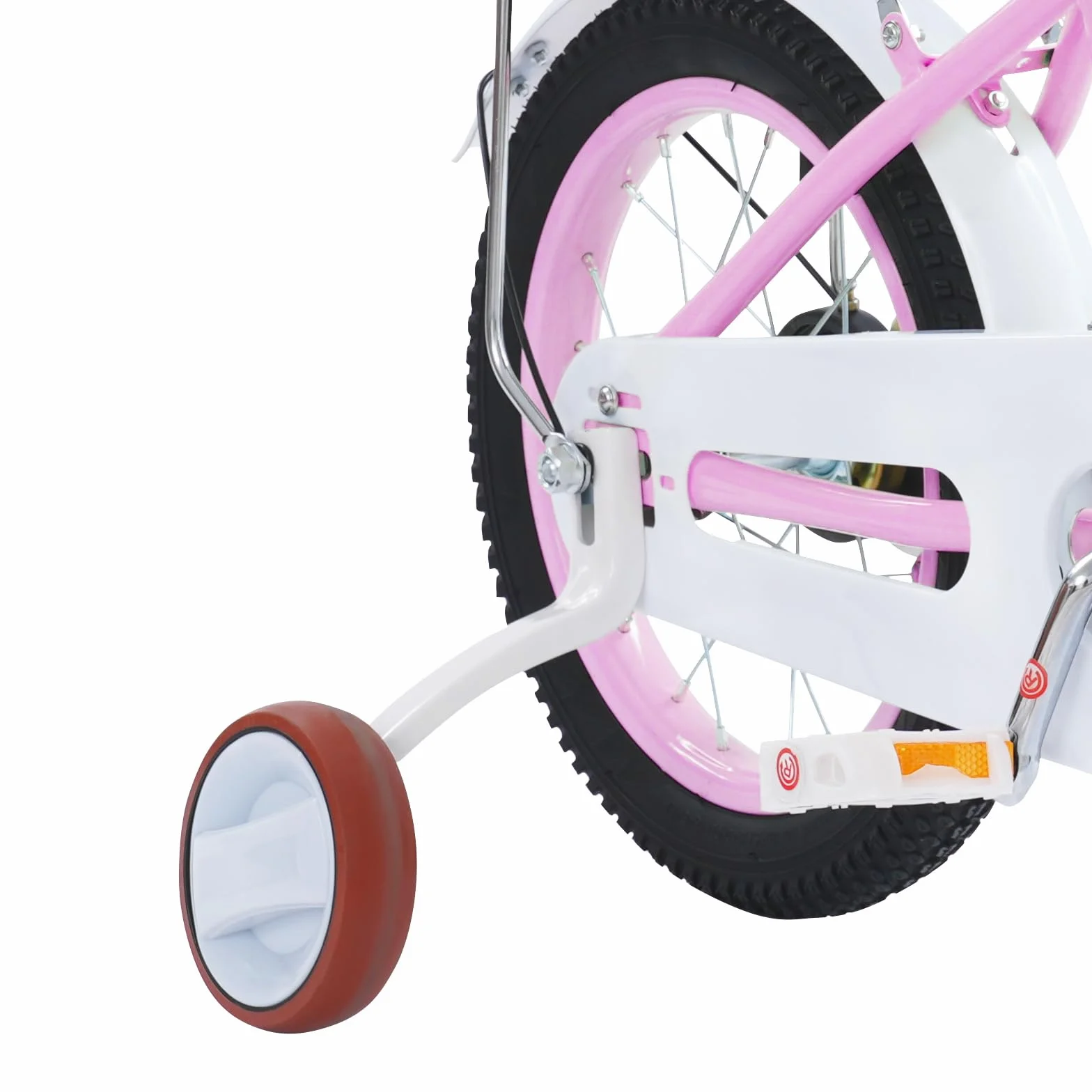 Vélo enfant de 14 pouces, avec roues stabilisatrices et panier en rose, pour garçons et filles de 3 à 7 ans, siège réglable en hauteur, système de freinage double, idéal pour l'entraînement au
