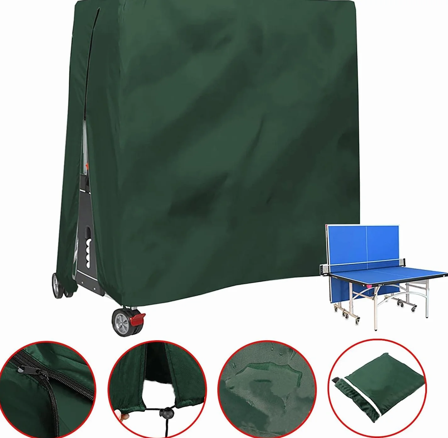 Housse de protection pour table de ping-pong 420D Oxford imperméable - 185 x 165 x 70 cm (vert)