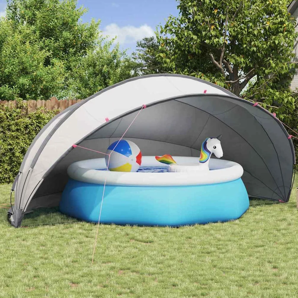 VidaXL Dôme de Piscine Gris et Orange 546 x 516 x 250 cm Anti-UV Pliable