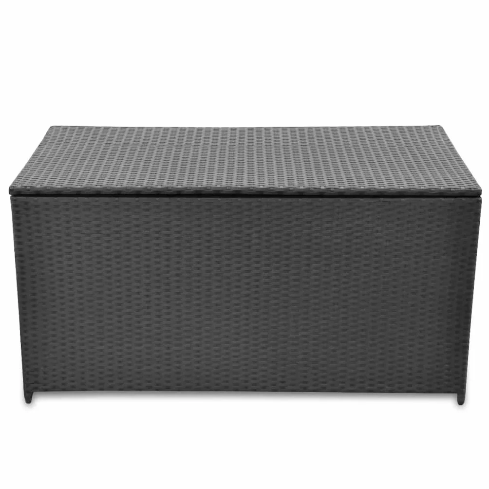 vidaXL Caisse de Stockage Jardin Poly Rotin Noir Banc Rangement