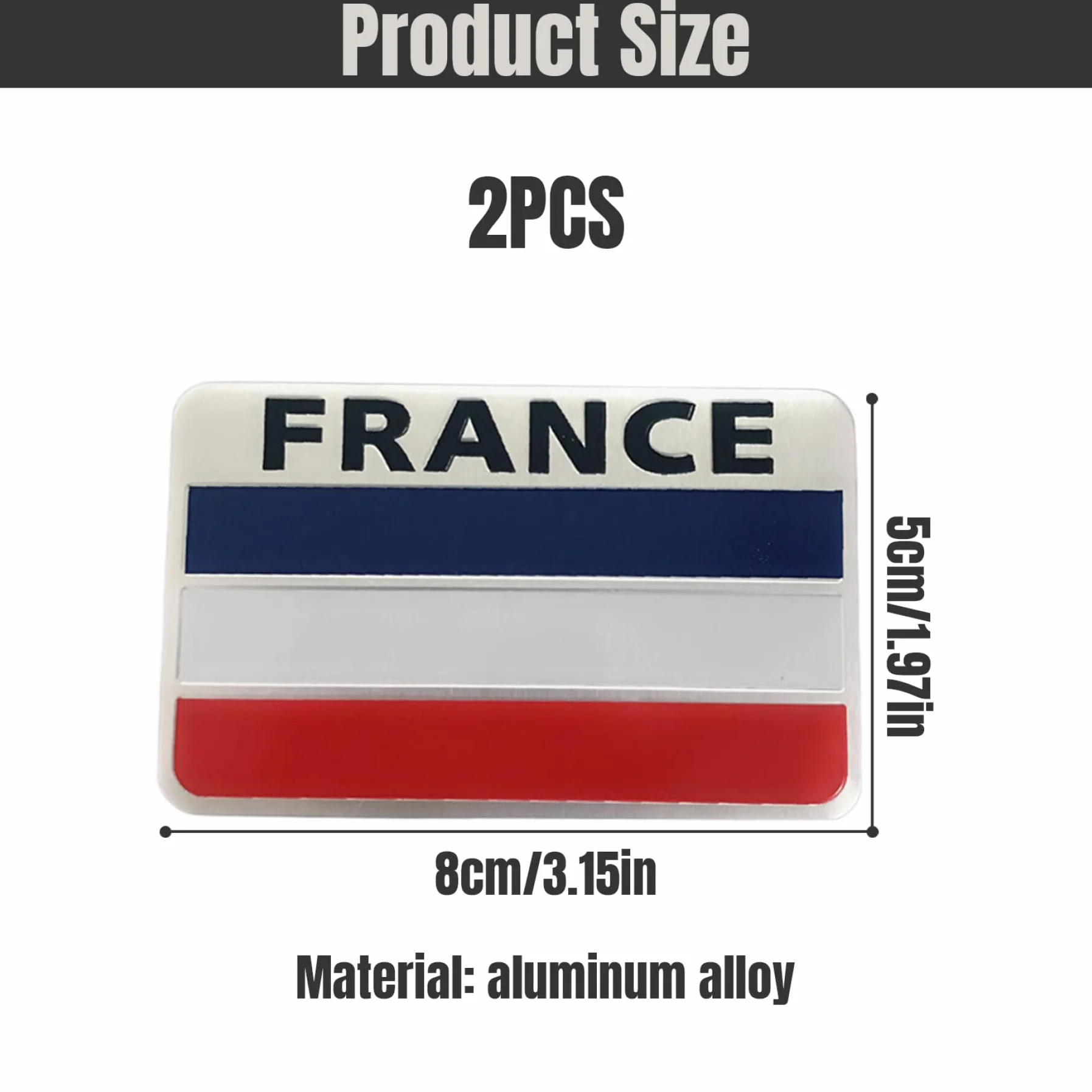 Sticker Autocollant de Voiture France, 2 PCS 3D National France Flag Decques de Voiture Auto-adhésive Decal pour la Moto de la Voiture 3,2x2 Pouces 1