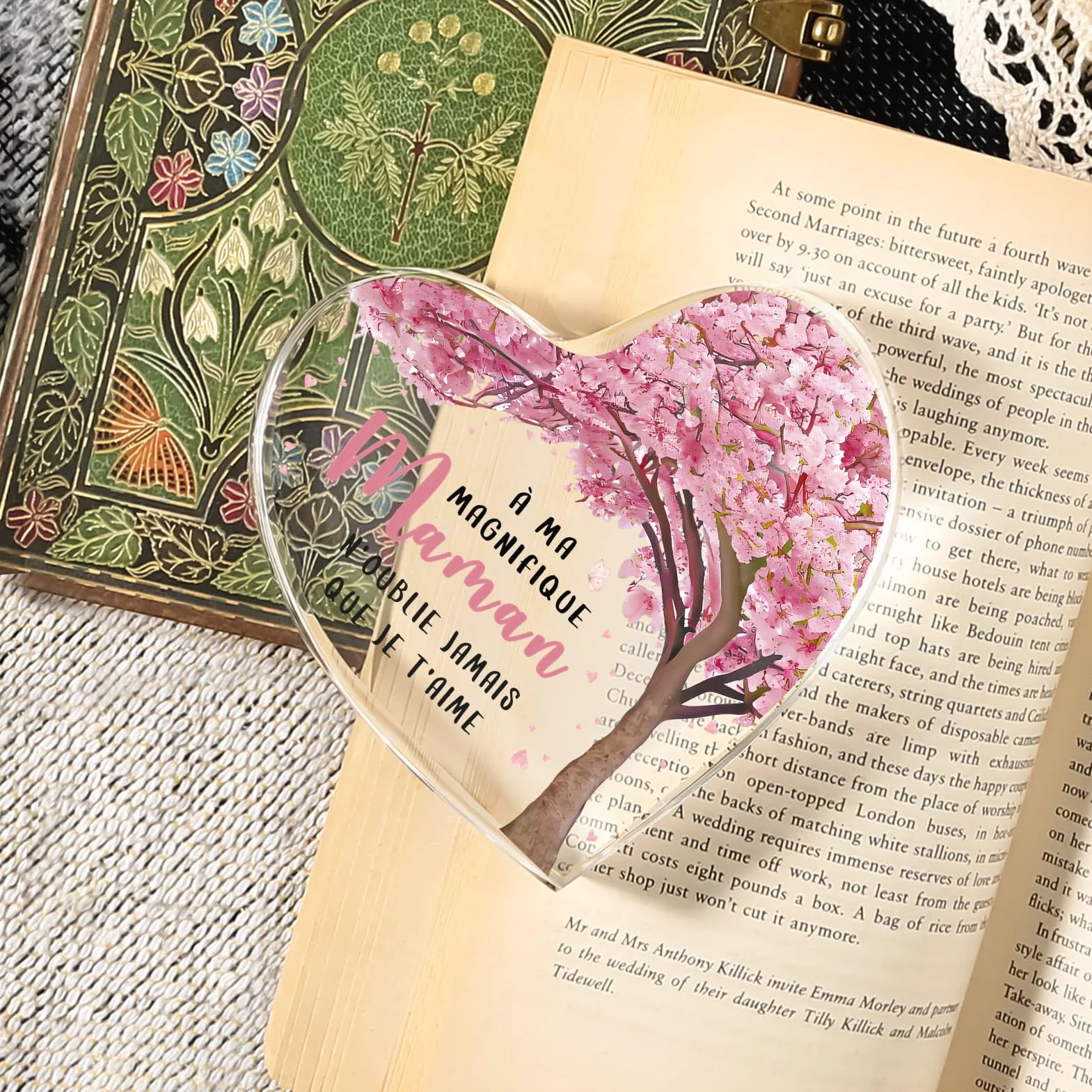 Plaque Cœur Décor de Bureau Cadeau Fête des Mères Anniversaire Maman Fille Fils