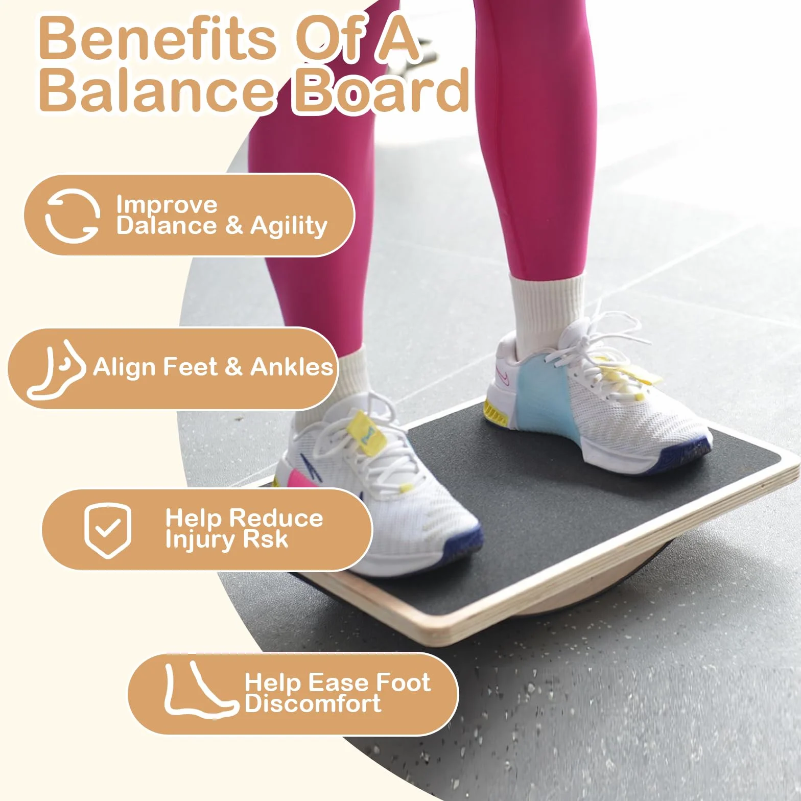 Planche D'équilibre, AntidéRapante, Entraîneur de Cheville en Bois, Balance Board pour Adultes, Correction de la Posture,Renforcement du Tronc,Étirement de la Cheville