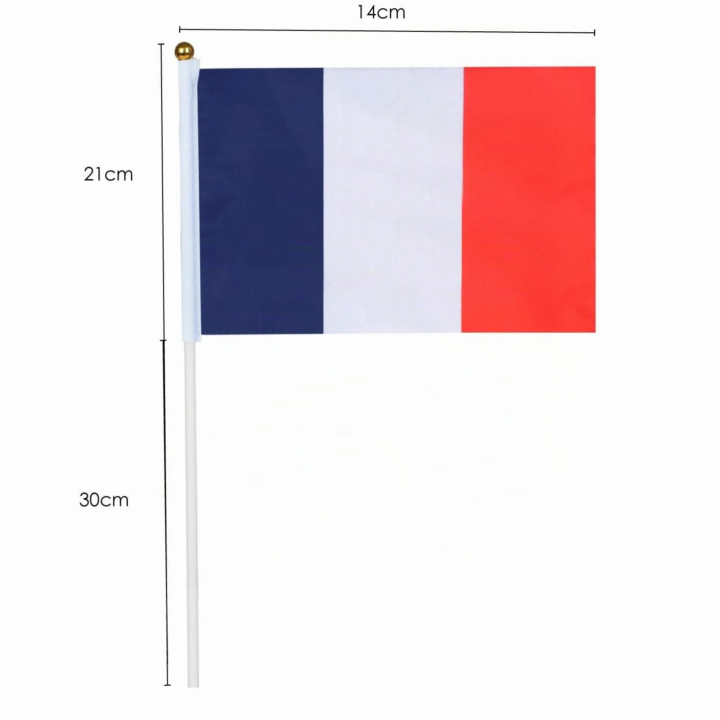10 drapeaux Français en nylon tricolore à main pour le 14 Juillet TRIXES