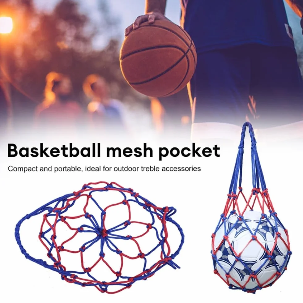 3 Pcs Filet Ballon Sac Filet de Football Portable Sac De Balle De Basket Poche Filet avec 3 Aiguilles de Pompe à Air pour Transporter Diverses Balles