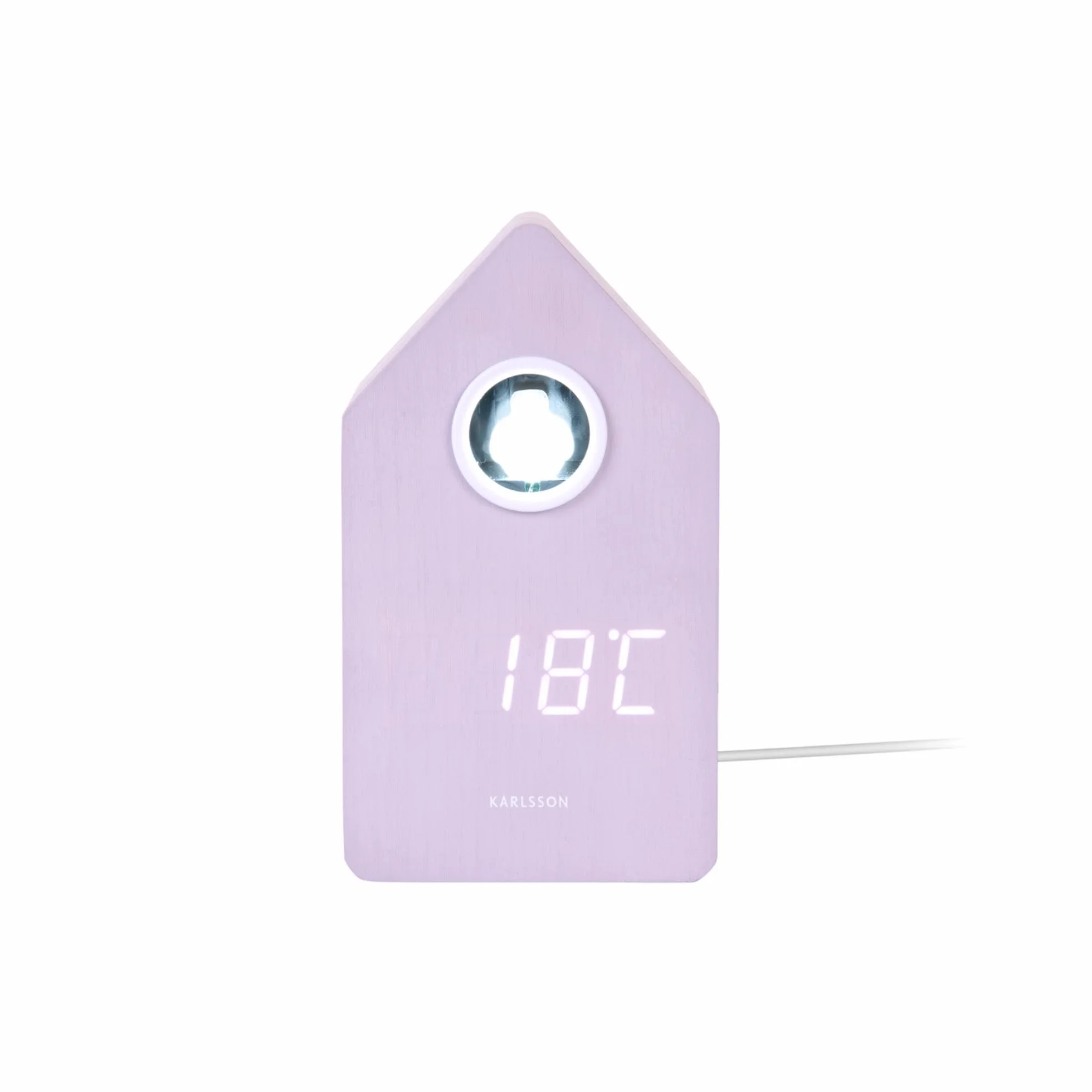 Karlsson Cuckoo Réveil LED rectangulaire en bois Violet 9 x 9 x 15,8 cm