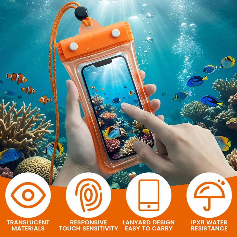 20L Bouee nage Eau Libre, Bouée Natation Eau Libre avec Sac étanche, Bouées gonflables adaptées à la Navigation en Eau Libre et au Triathlon, Pochette étanche pour téléphone Incluse, Orange