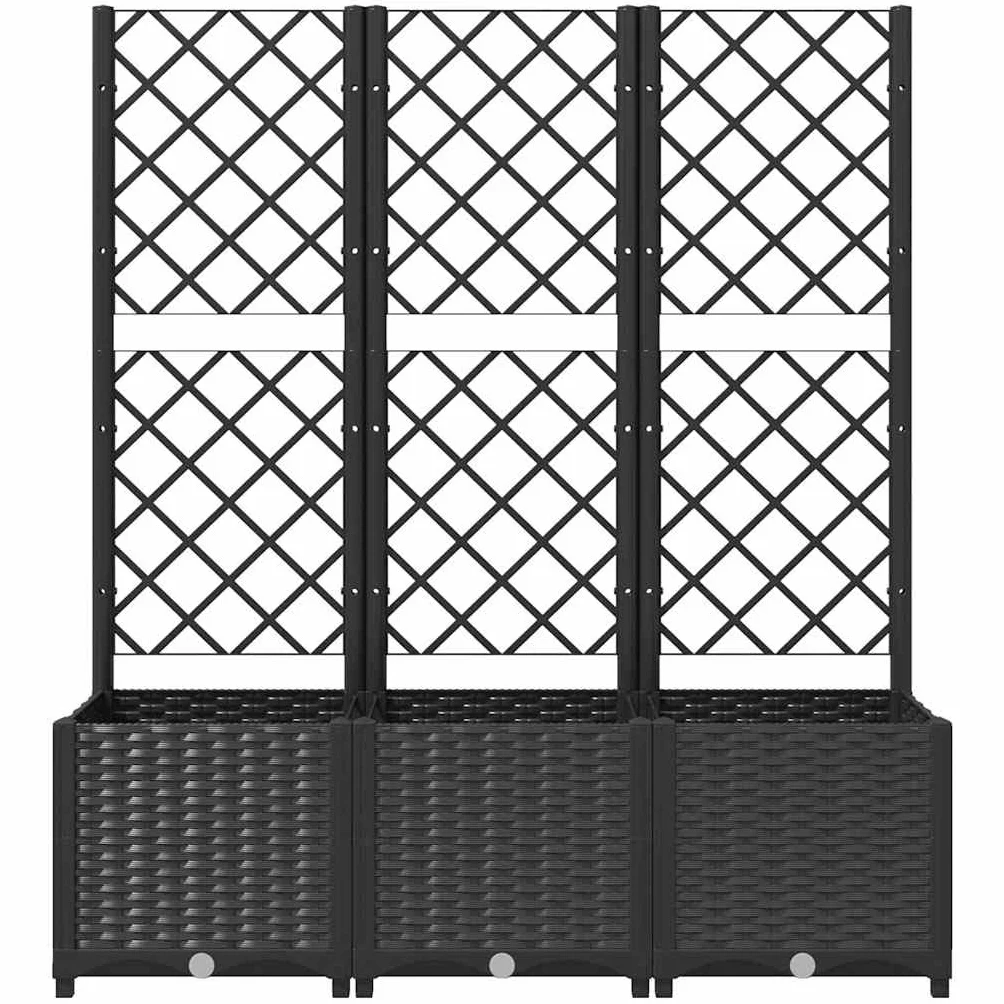 vidaXL Jardinière Treillis PP Noir 120x40x136 cm Bac Fleurs Terrasse Balcon