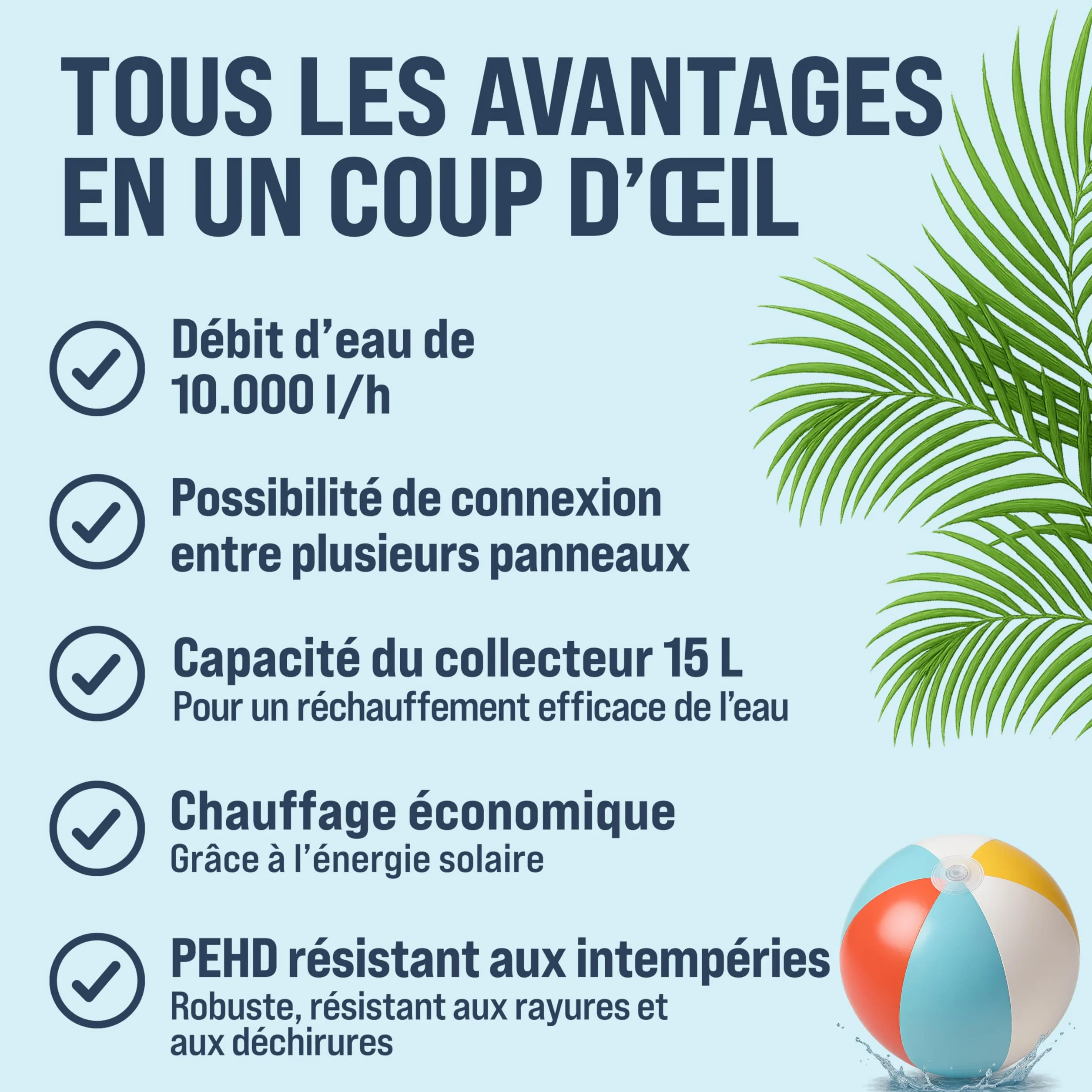Monzana Panneau de Chauffage Solaire 112x55x14cm 10.000L/h 32/38mm raccord PEHD résistant UV Chauffage Piscine