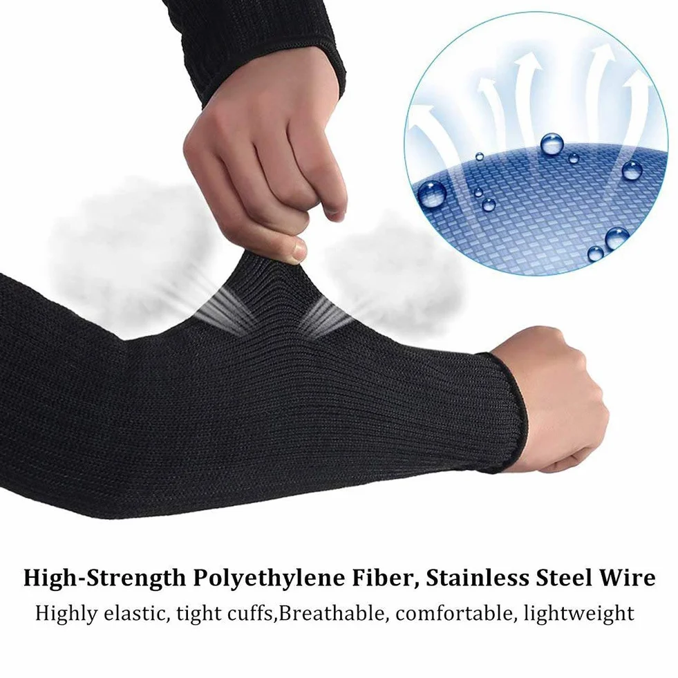 2 Paires Manchettes Avant-bras Anti-Coupure en Kevlar Protection Avant Bras Résistant à la Coupure Brûlure pour Fitness Sport Randonnée Voyage Jardin Ferme