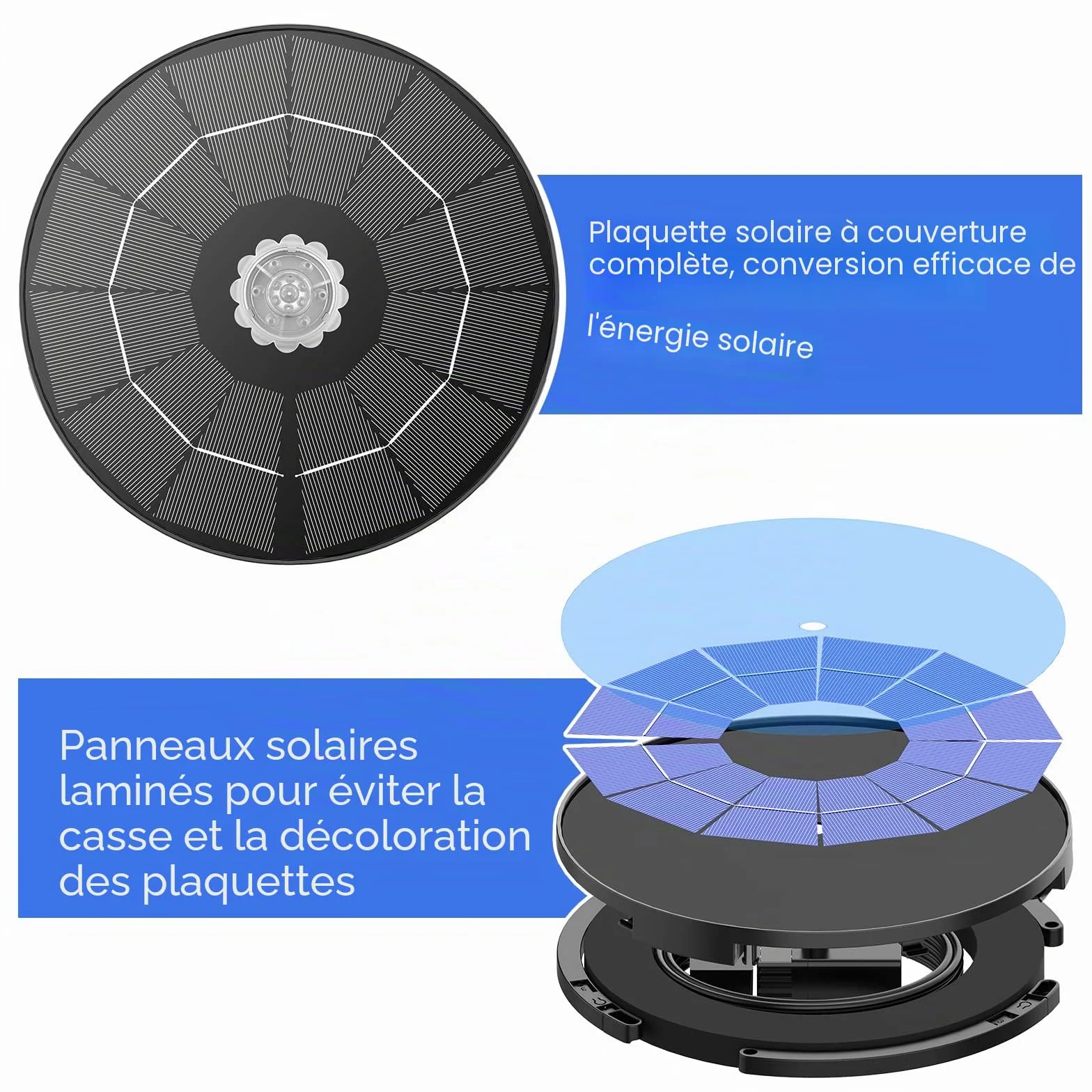 Fontaine Solaire 3.5W avec 12 Buses Pompe Solaire Bassin Exterieur pour Bain d'oiseaux Jardin