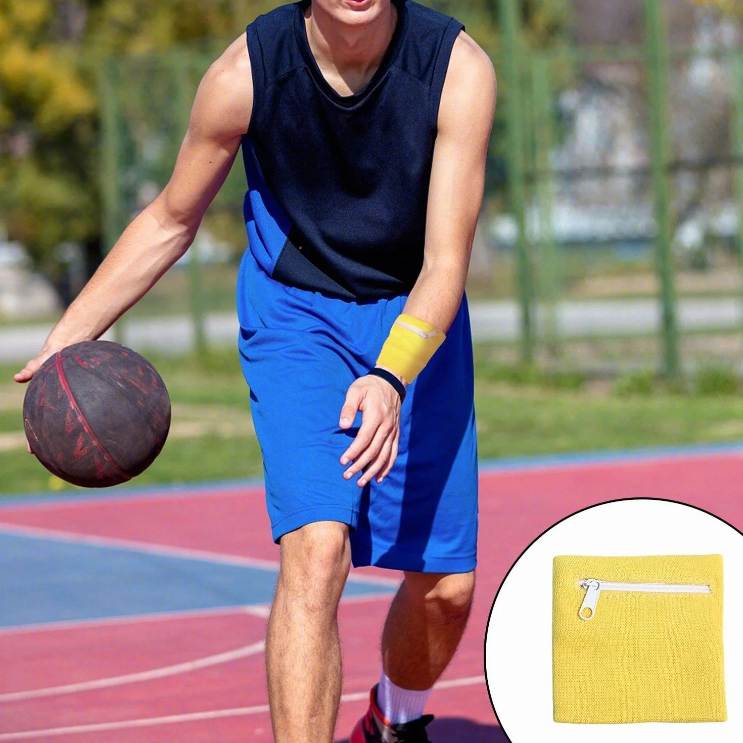 Sac De Poignet À Fermeture Éclair Anti-Transpiration 8 Pièces, Bracelet De Sport Unisexe Pour Football Basket-Ball Course Fitness