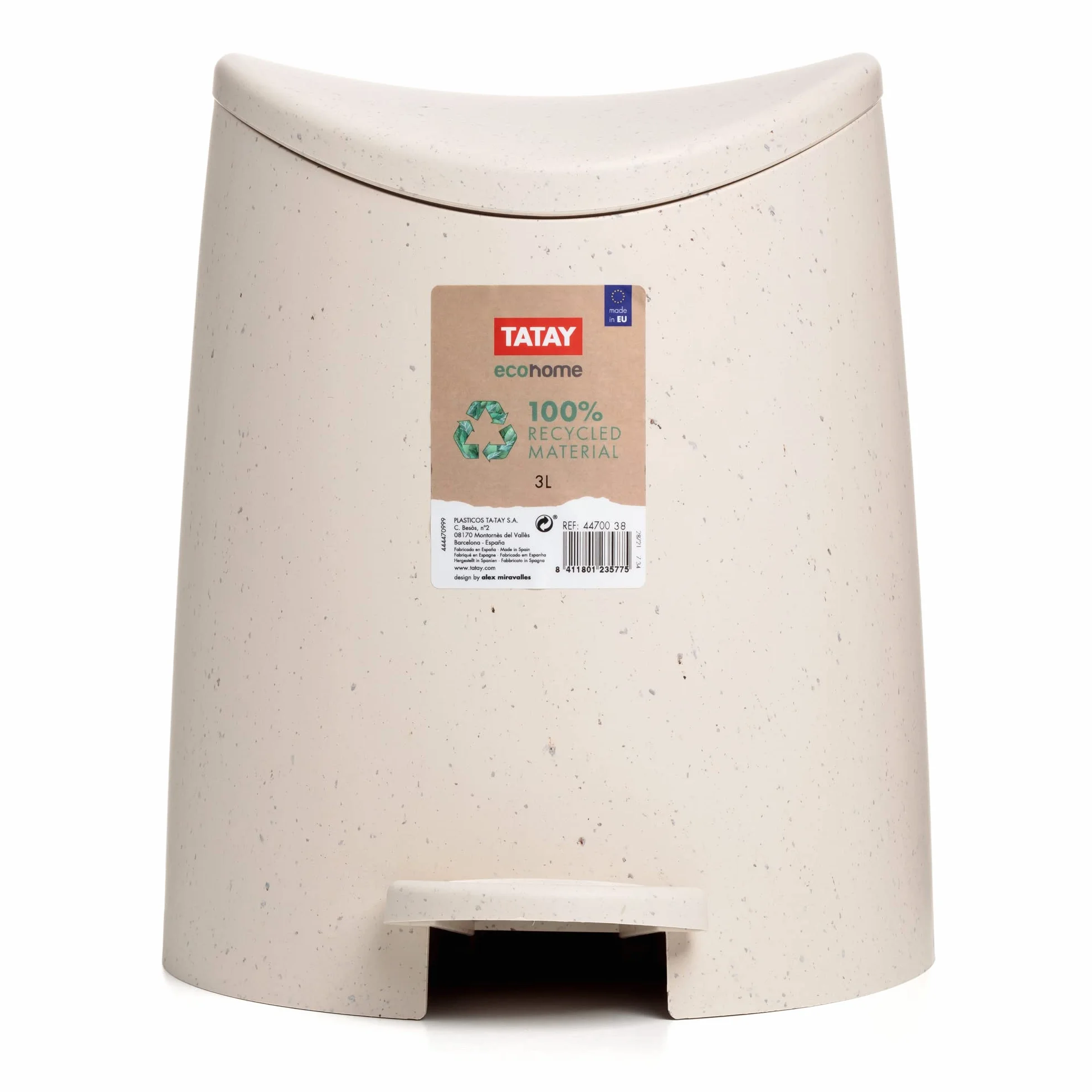 TATAY Poubelle Salle Bain avec Pédale 3L Compacte Plastique 19x21,8x22,1cm