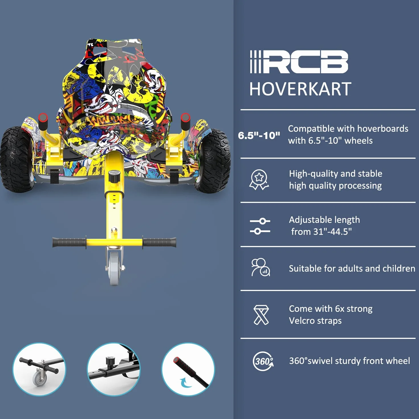 RCB Hoverboards SUV Auto-équilibré, APP contrôle Fonction, Hoverboard de 8,5 Pouces Bluetooth+ Hoverkart Go Kart，Cadeau pour Enfants et Adolescents