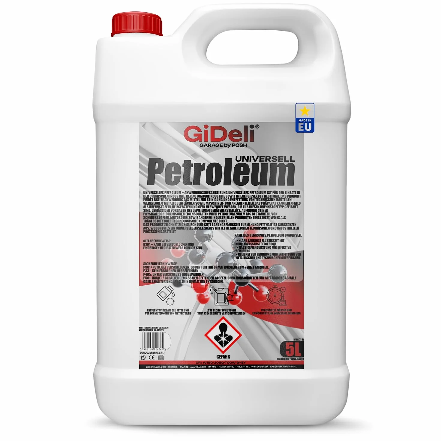 Huile de lampe pétrole 5 L GiDeli combustible haute pureté faible odeur