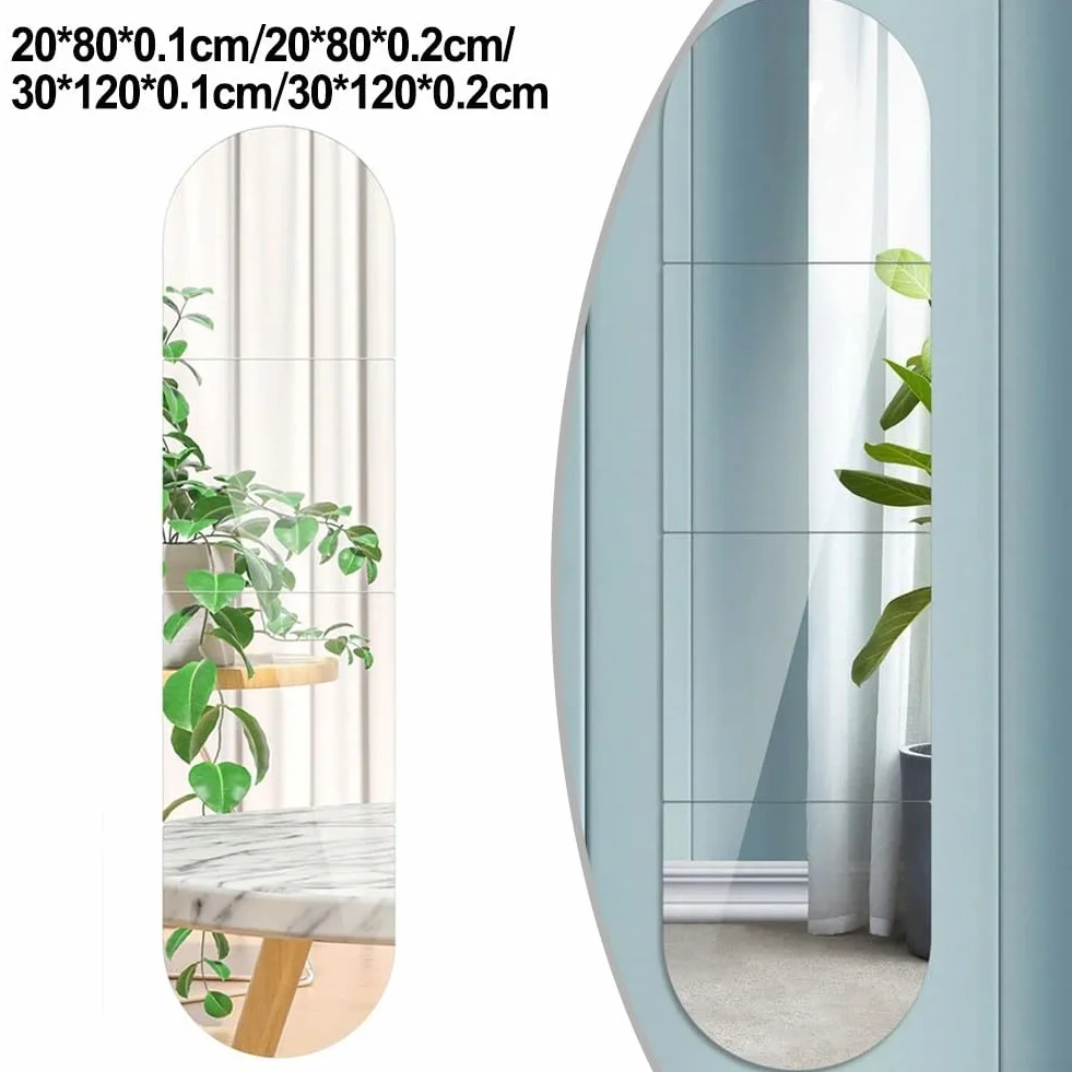 Lot de 4 miroirs autocollants en acrylique - Flexibles et incassables - 20 cm/30 cm - Forme ronde et carrée