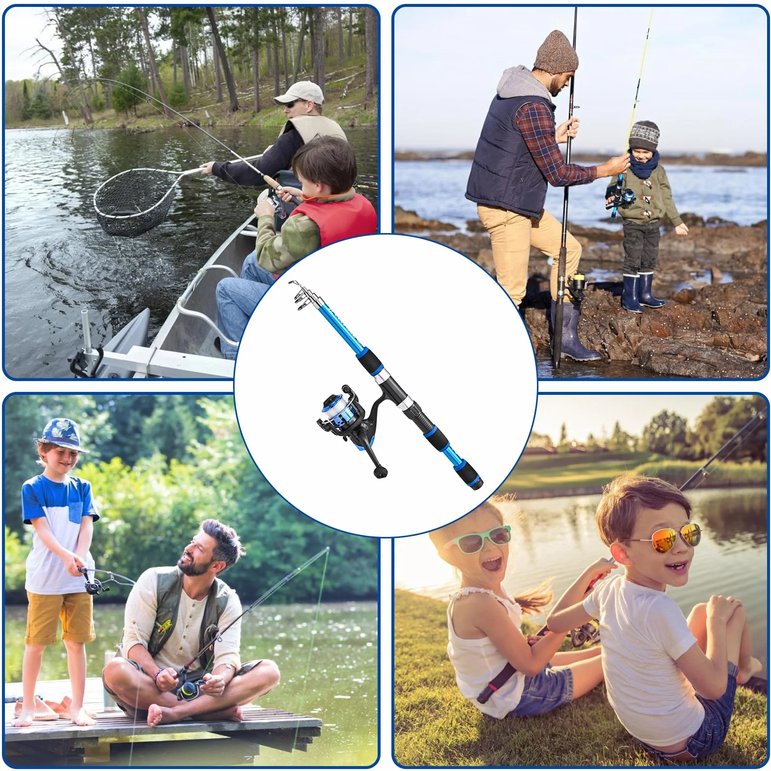 Kit de Pêche Enfant 1,8 M Télescopique avec Moulinet et Leurres