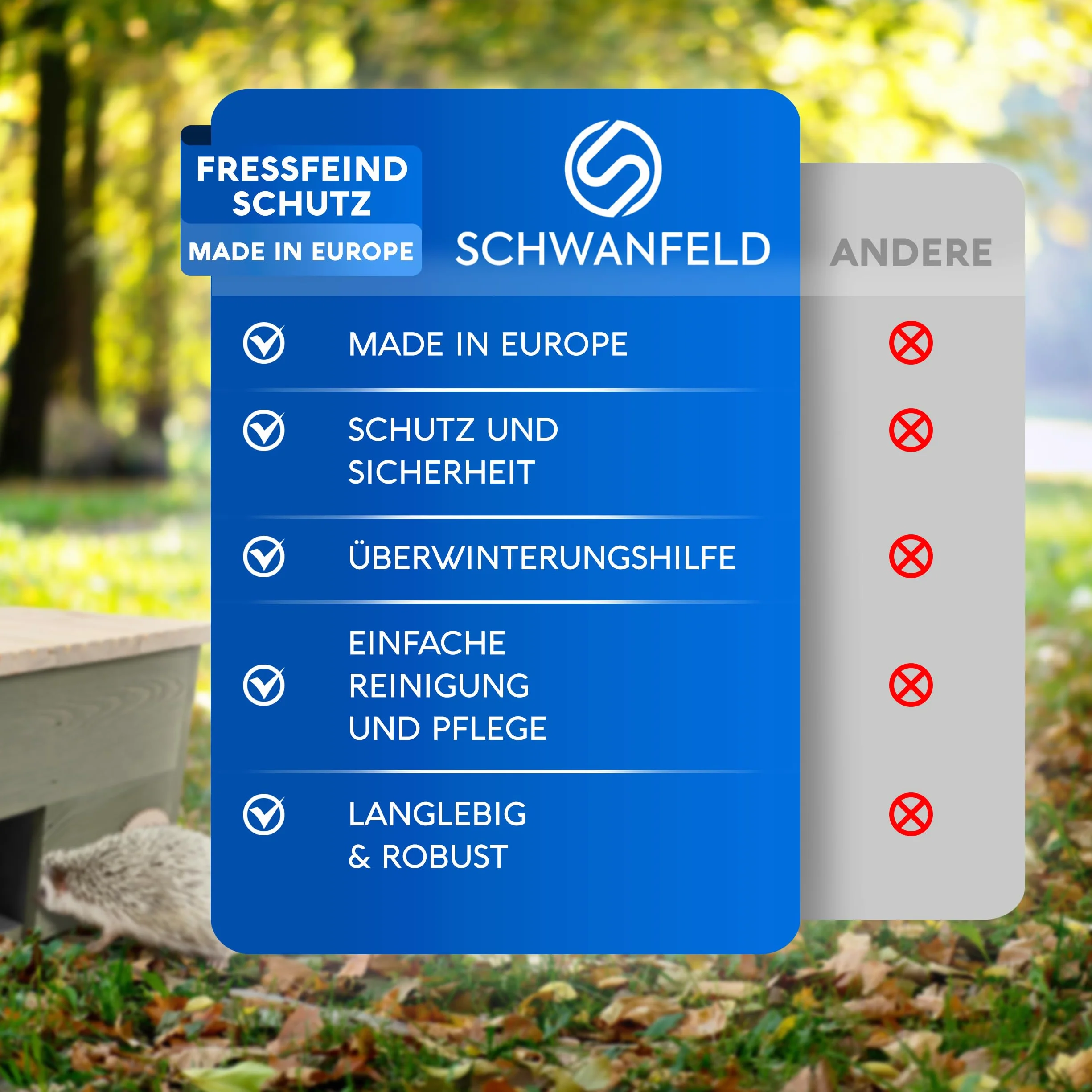 SCHWANFELD® Niche pour hérisson résistante à l'hiver avec fond et entrée labyrinthe