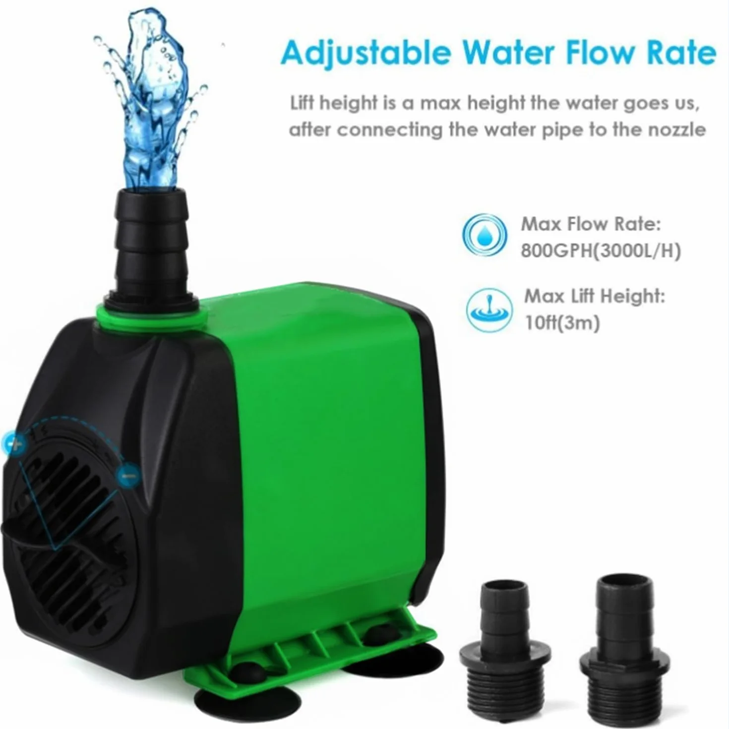 Cascade de bassin en acier inoxydable 30 cm, 48 W, 3000 l/h, set pour jardin