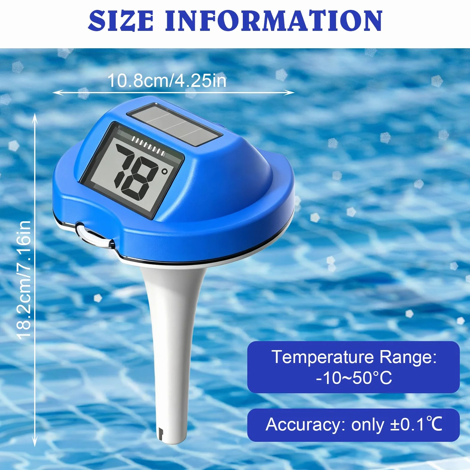 Thermomètre de Piscine Numérique Solaire avec Écran Double Face Flottant pour Spas et Piscines