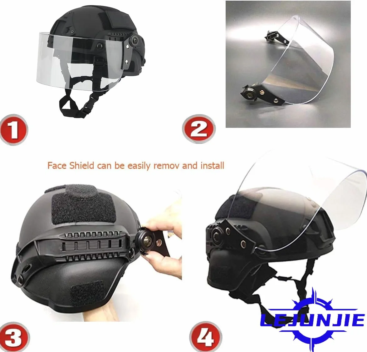 Casque Tactique Mich 2000 Fast avec Lunettes de Protection Transparentes pour Airsoft Paintball