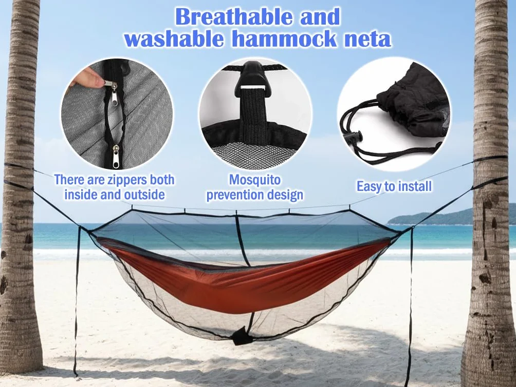 Moustiquaire de Camping pour Hamac,Camping avec moustiquaire Fermeture éclair Double,Moustiquaires Ultralight pour Hama Portable,Housse de hama de Campin,pour Plage (Ne Contient Pas Hamac)
