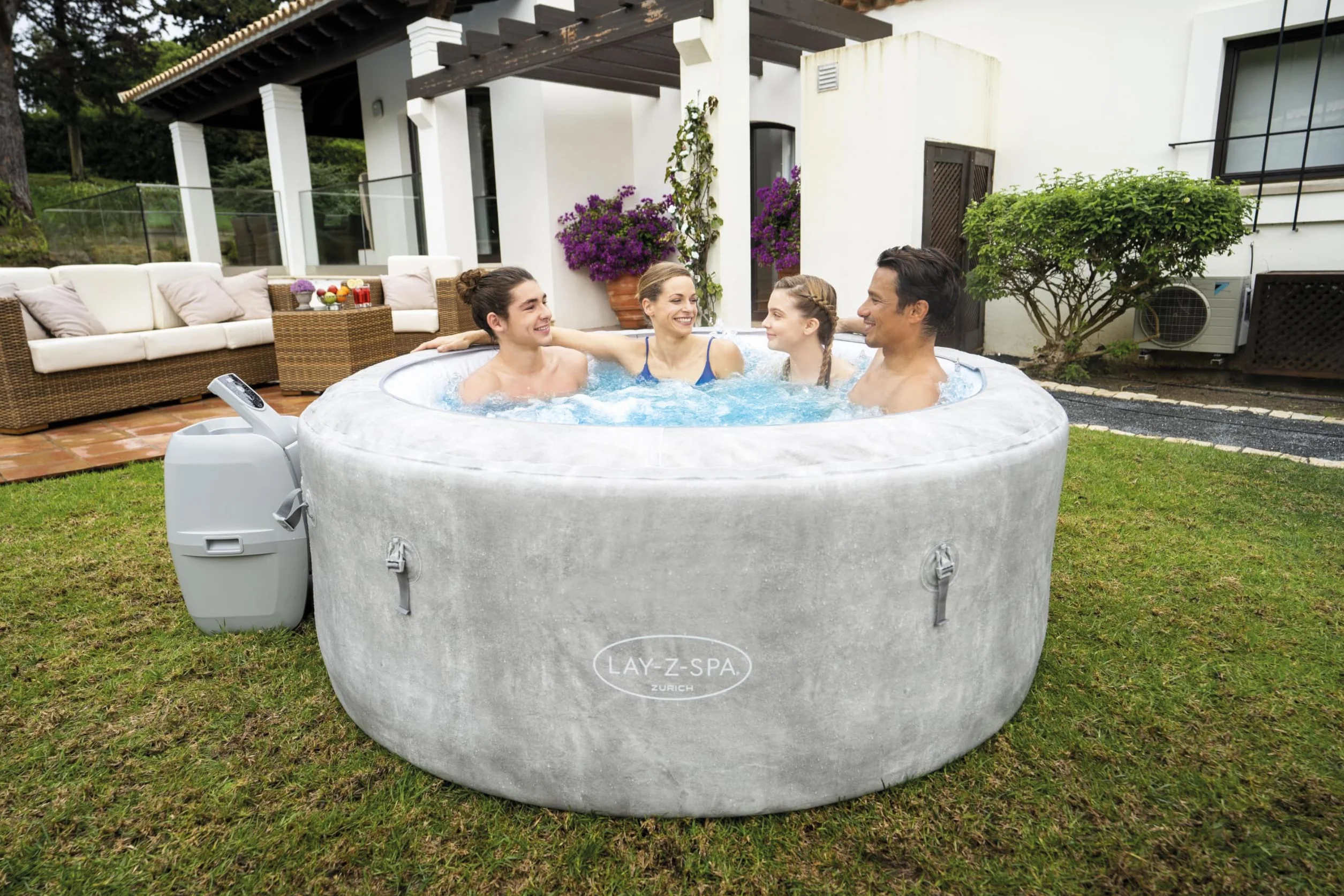 Lay-Z-Spa Zurich EnergySense™ Spa Gonflable 2-4 Personnes 180 x 66 cm 120 Airjet™ Filtration Cartouche
