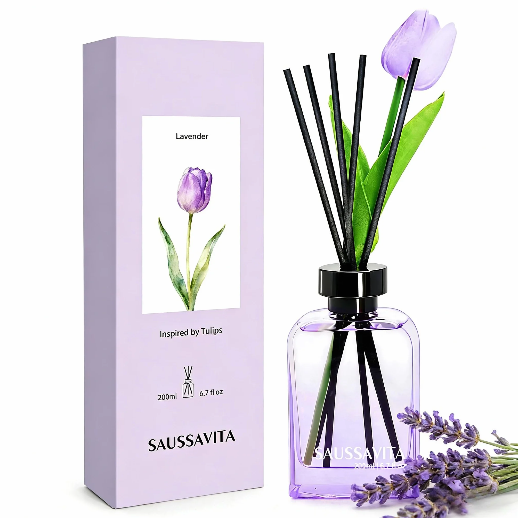 Diffuseur de Parfum Lavande 200ml avec Bâtonnets pour Maison