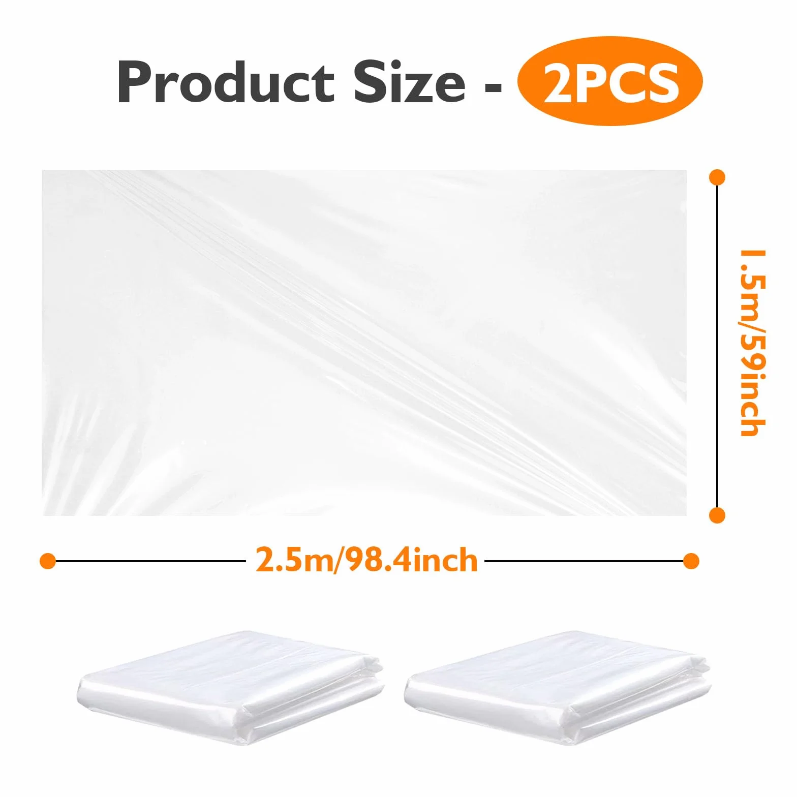 Lot de 2 sacs de transport transparents extra larges de 249 x 140 cm pour arche de guirlande, élimination des arbres de Noël, fournitures de fête d'anniversaire de mariage
