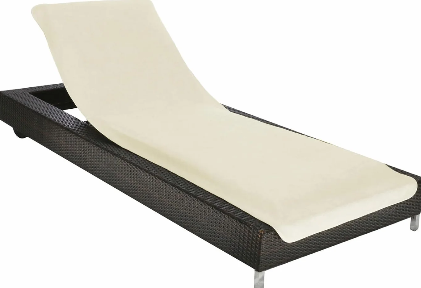 Housse de Protection pour Chaise longue 75x200 cm – Serviette en Tissu éponge 100% Coton – lavable, antidérapante, certifiée Öko-Tex 100 – Crème