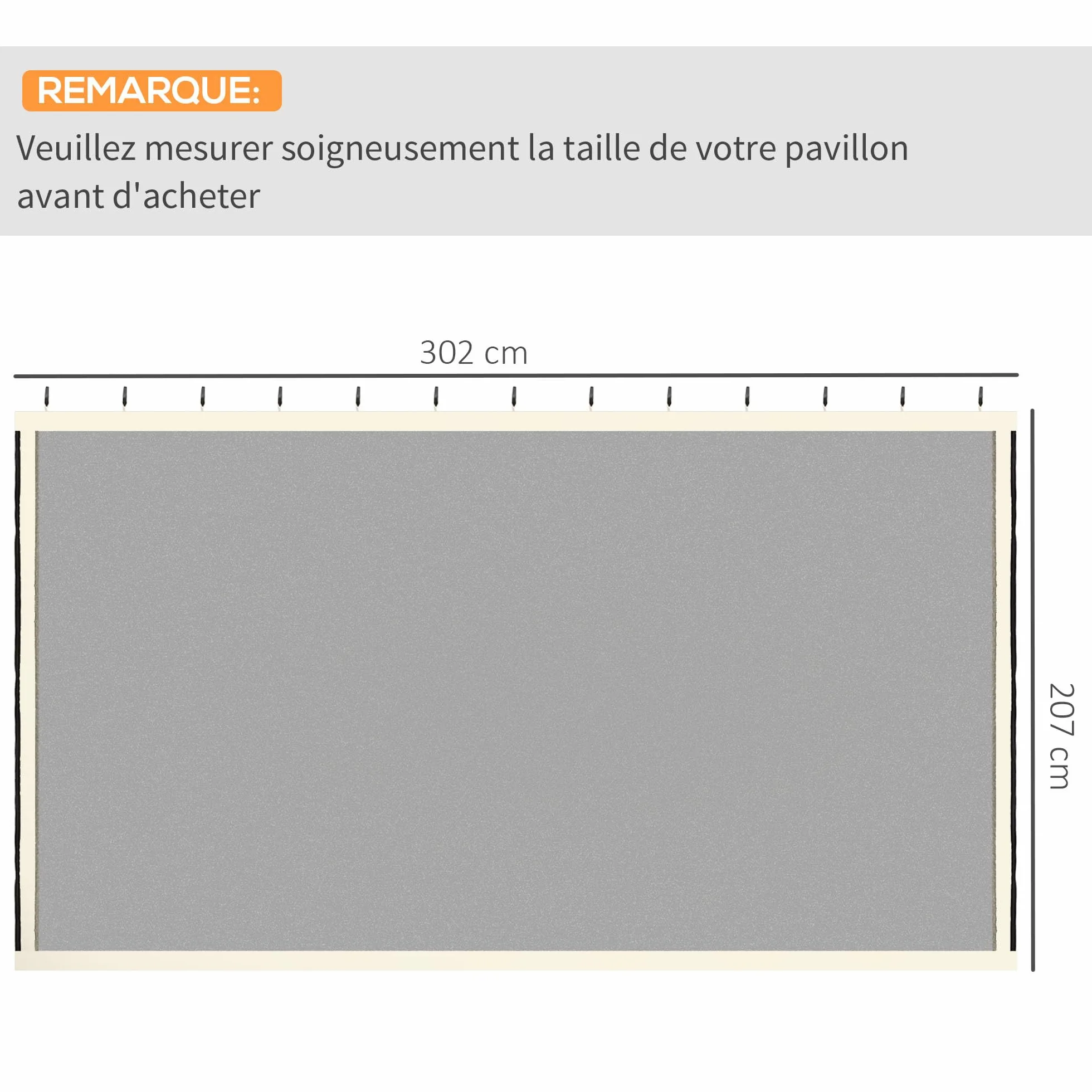 Outsunny Moustiquaires pour tonnelle Barnum pavillon de Jardin 3 x 3 m - Lot de 4 moustiquaires zippées + Crochets d'attaches - Polyester Nylon - Noir et crème