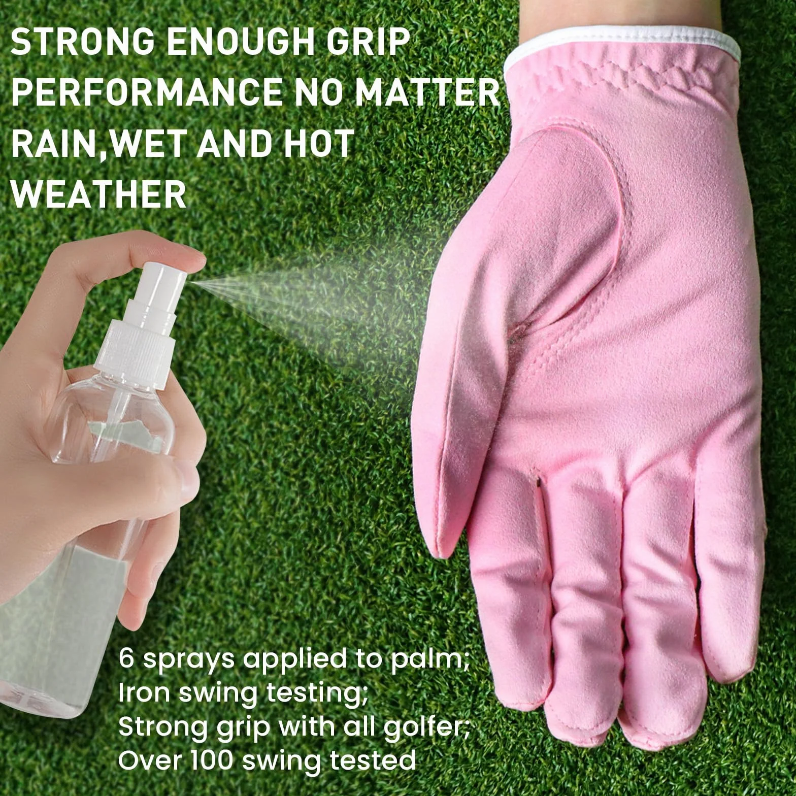 FINGER TEN Gant de Golf pour Femme Main Gauche pour Golfeur droitier, Humide, Chaud et Froid, Pluie adhérente par Tous Les Temps, Convient aux Tailles S, M, L, XL