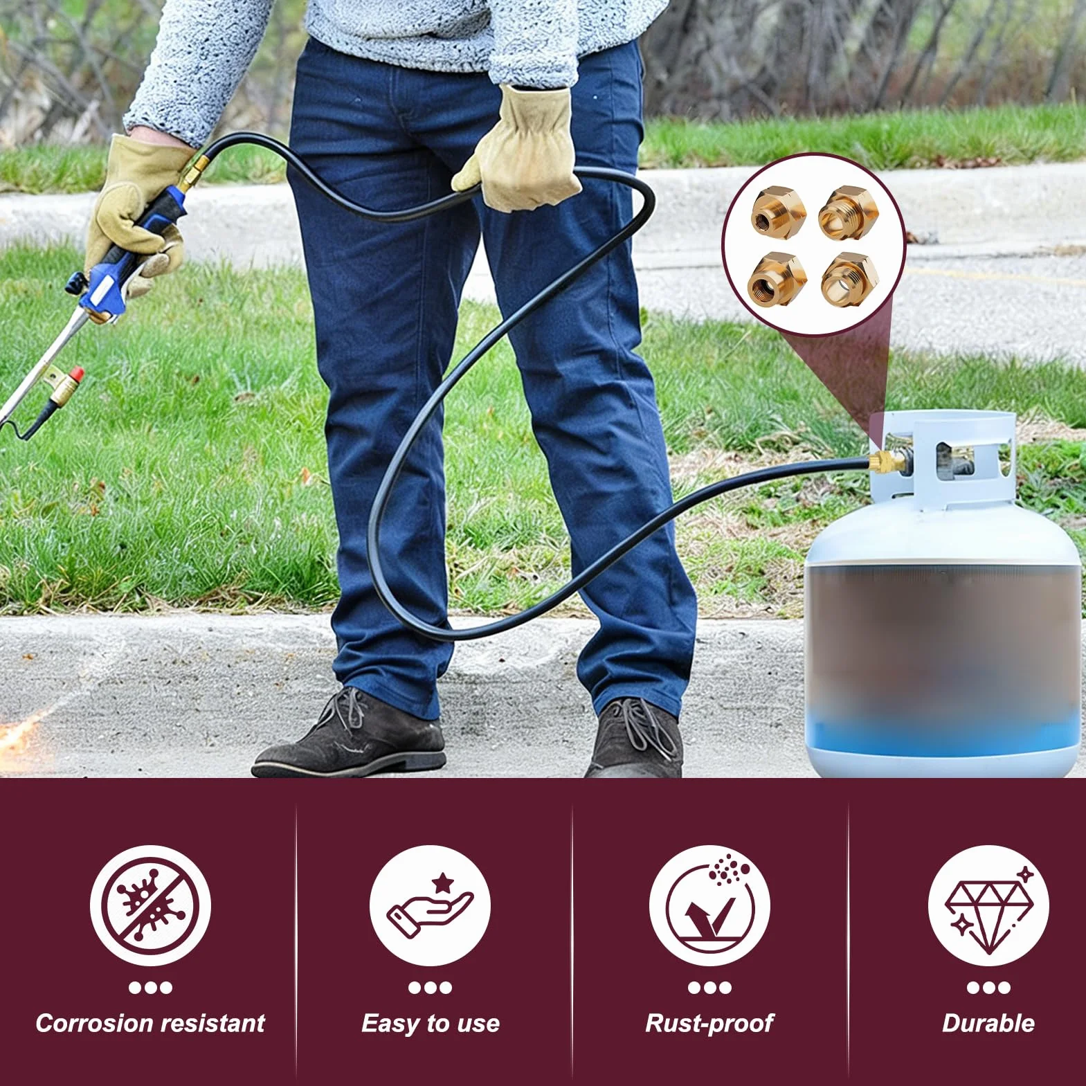 Lot de 4 Adaptateur Bouteille Gaz Européen, Raccord Gaz Laiton Camping Caravane Barbecue