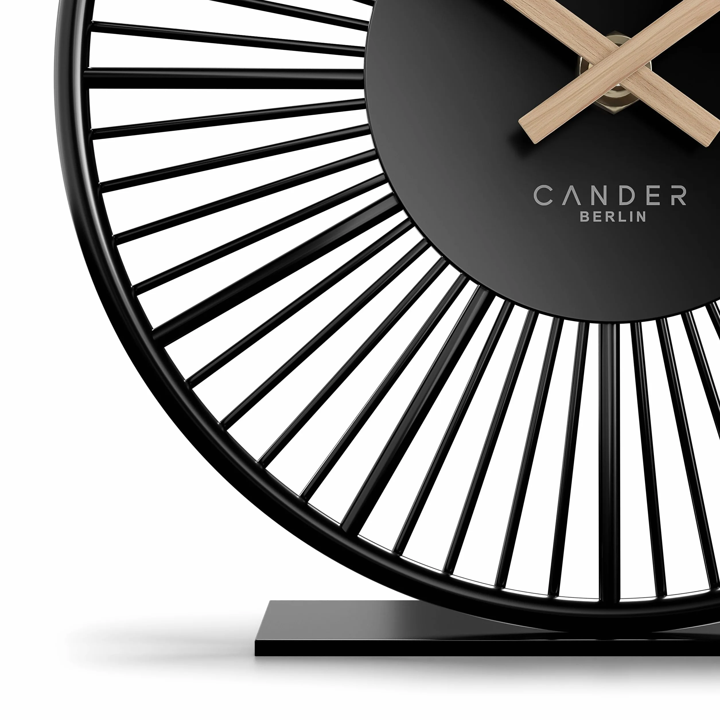 Cander Berlin BLORA Horloge de table silencieuse 18 cm Aiguilles en bois Moderne Noir
