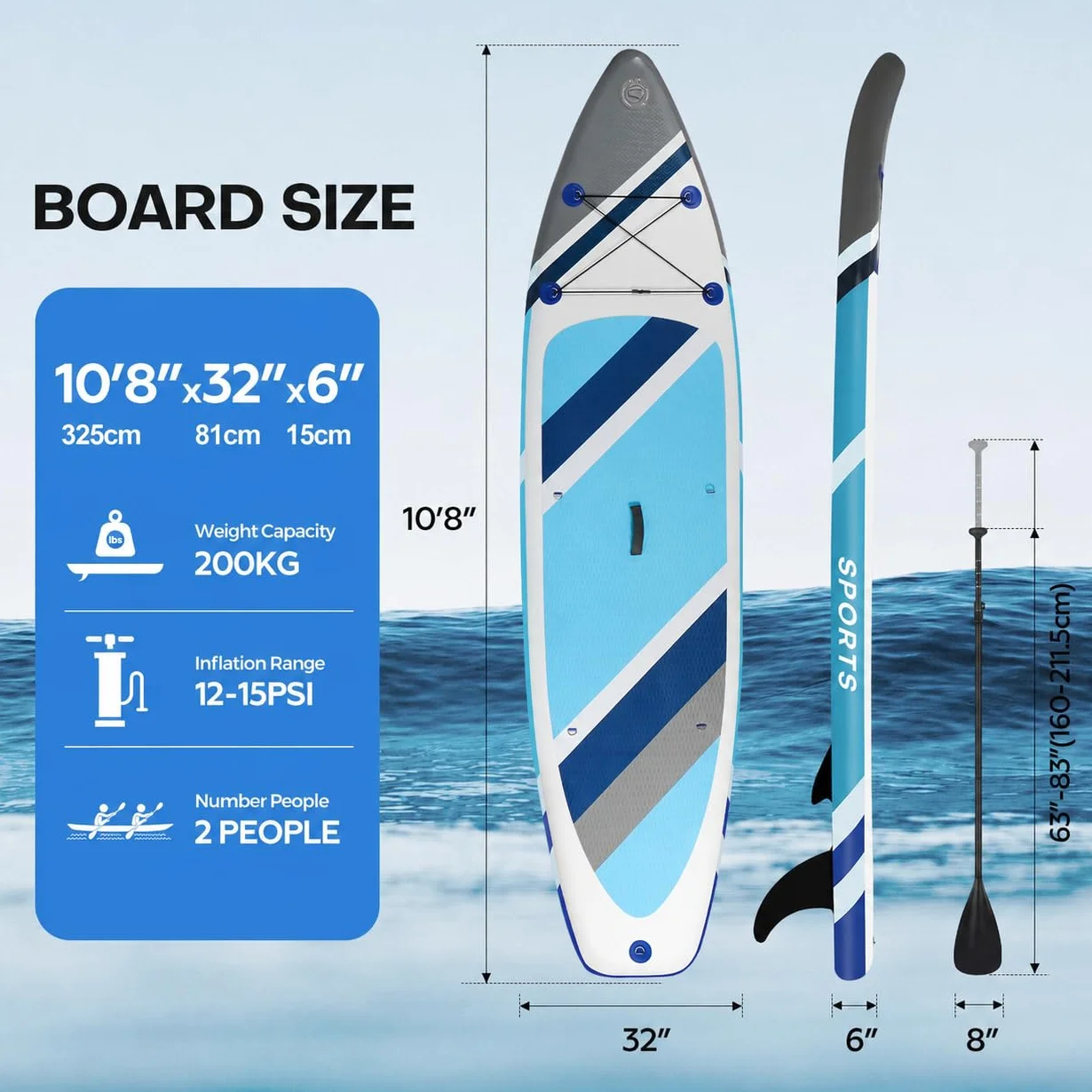 Panana Stand Up Paddle Gonflable Planche de Sup avec Accessoires, Kit de Surf, Pagaie Réglable, Ultra-Légère, Pont Antidérapant pour Adultes et Jeunes