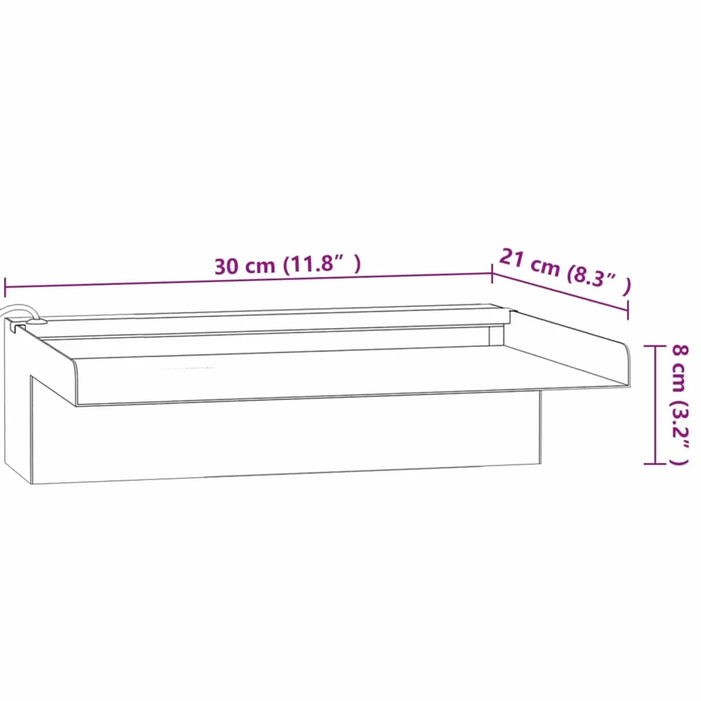 vidaXL Déversoir Cascade LED Fontaine Piscine INOX 30 cm RVB