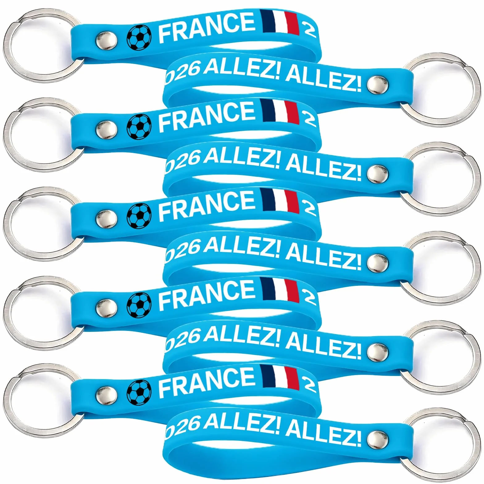 YESAH Lot de 10 porte-clés en silicone au design drapeau, lanière, cadeau robuste et flexible pour les fans, les fêtes, les événements d'équipe et l'organisation