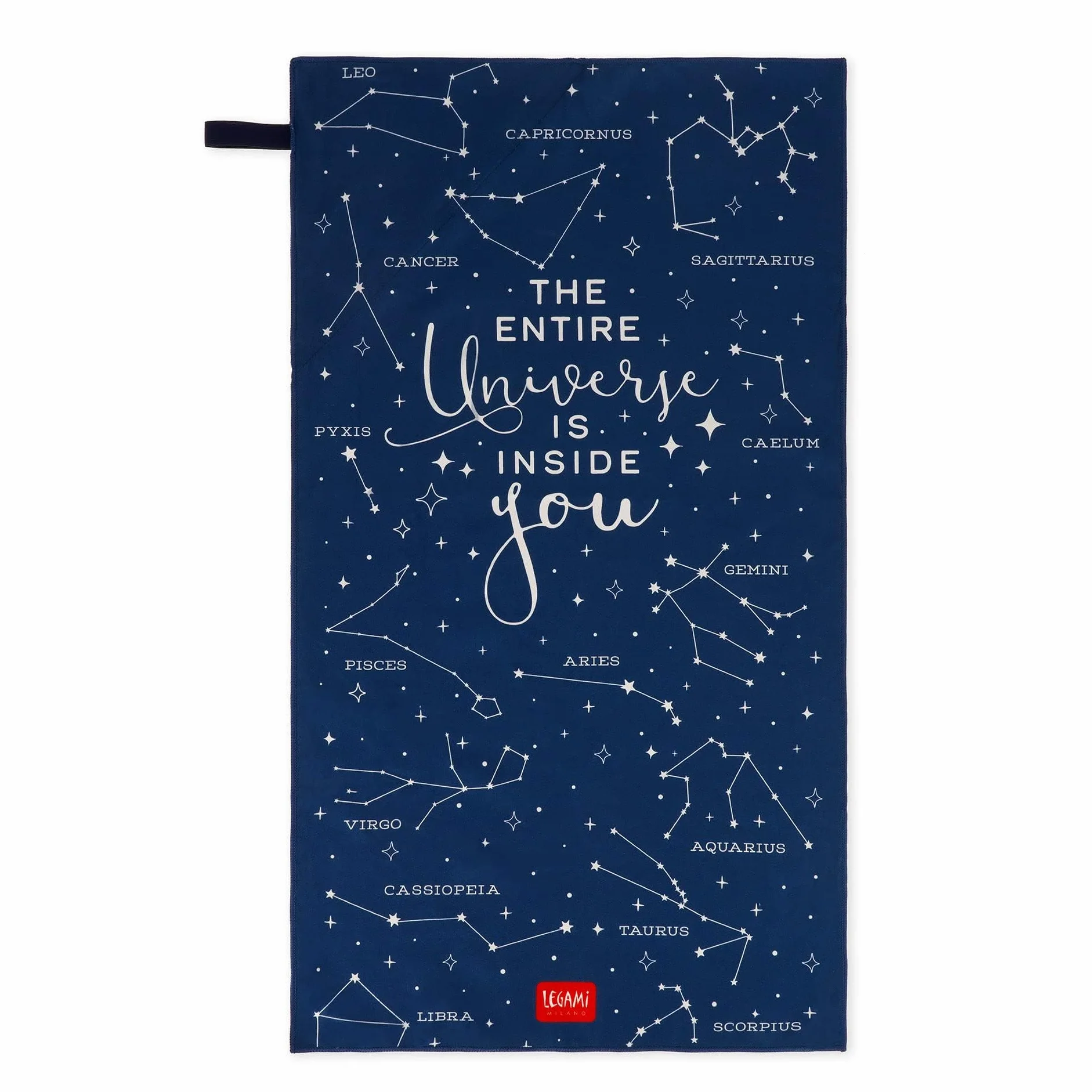 Legami - Serviette de fitness, serviette de gym, serviette en microfibre avec poche zippée, avec élastique, compact, séchage rapide, ultra absorbant, ultra léger, pour sport, 45 x 80 cm, thème étoiles