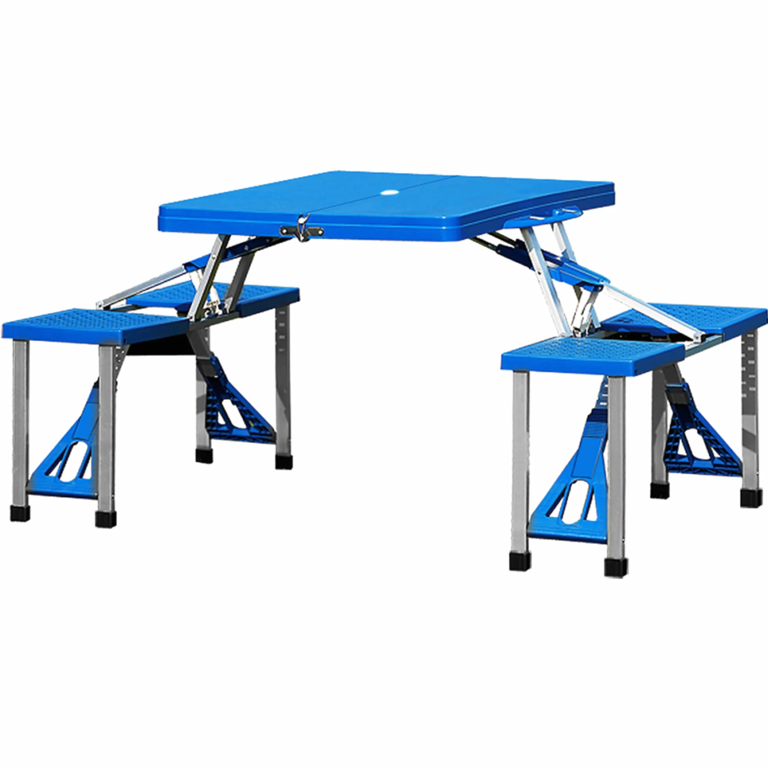 Deuba Alu Table de Camping Pliante avec Chaises Poignée de Transport Parasol Set de Meubles